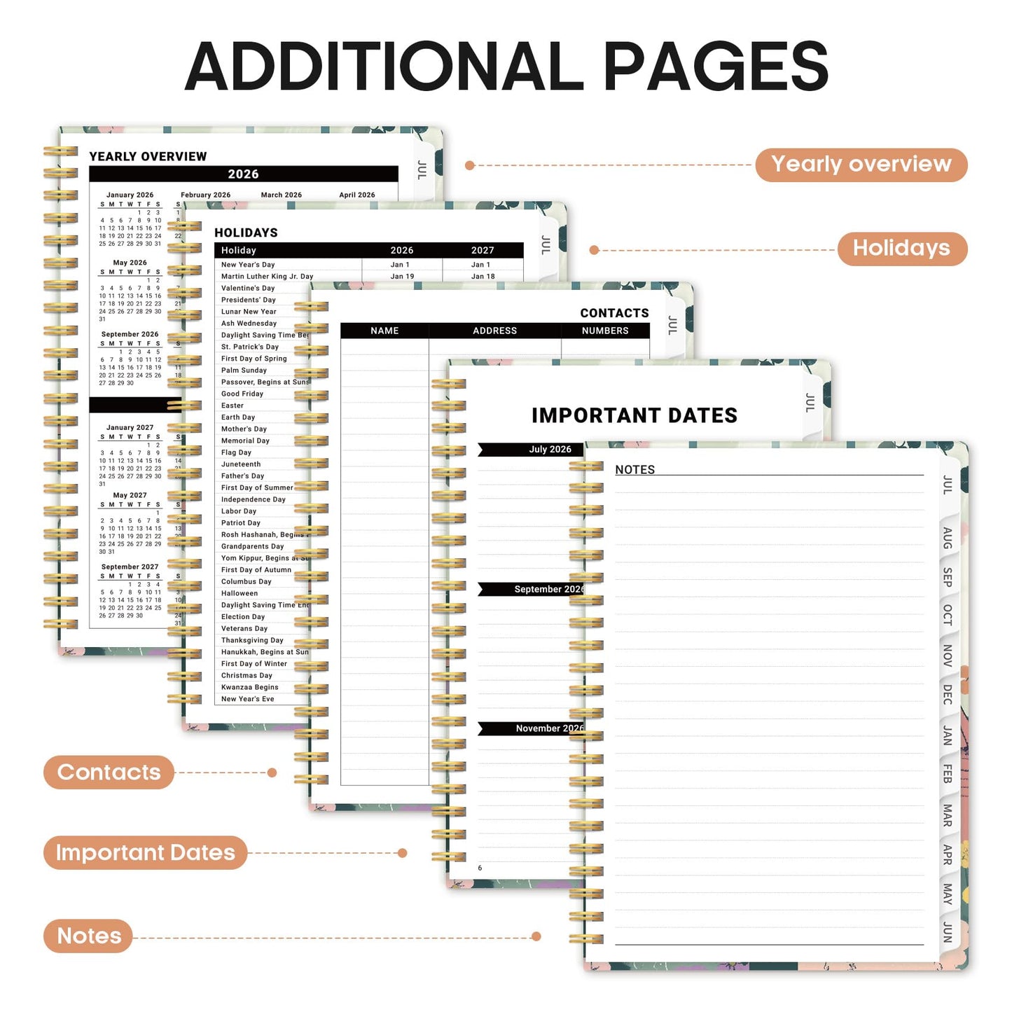 Planner 2026–2027, Weekly & Monthly Academic Organizer for School Year, Jul 2026–Jun 2027, Hardcover Planner with Tabs, Back to School Essential, 6.3" x 8.5", Poodle Garden