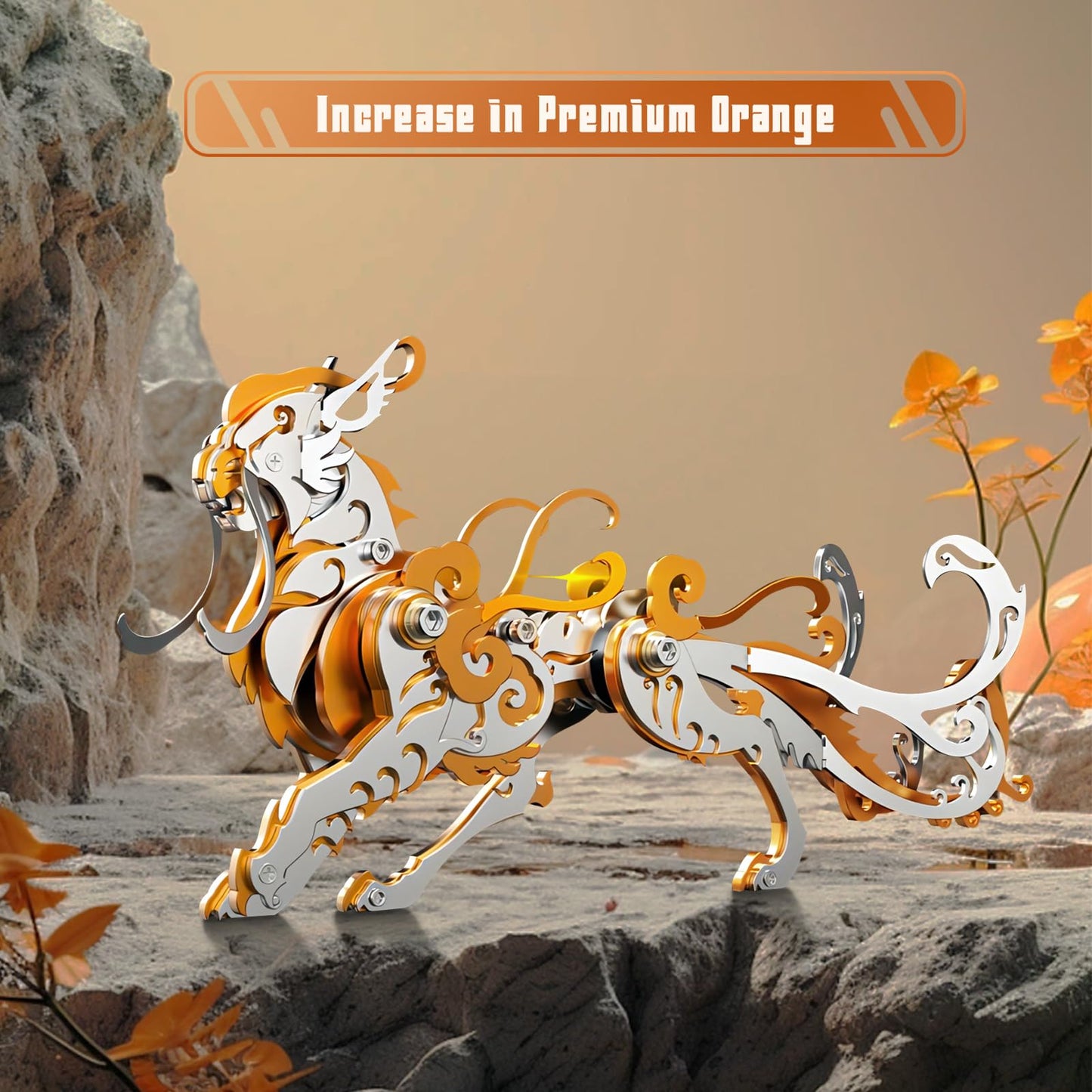 3D Metal Puzzles,3D Metal Puzzle for Adults,Mechanical Model Kit Orange Lu Wu,Steel 3D Puzzles Stainless Steel Ornaments for Adults Home Decor Art Craft Gifts Toys