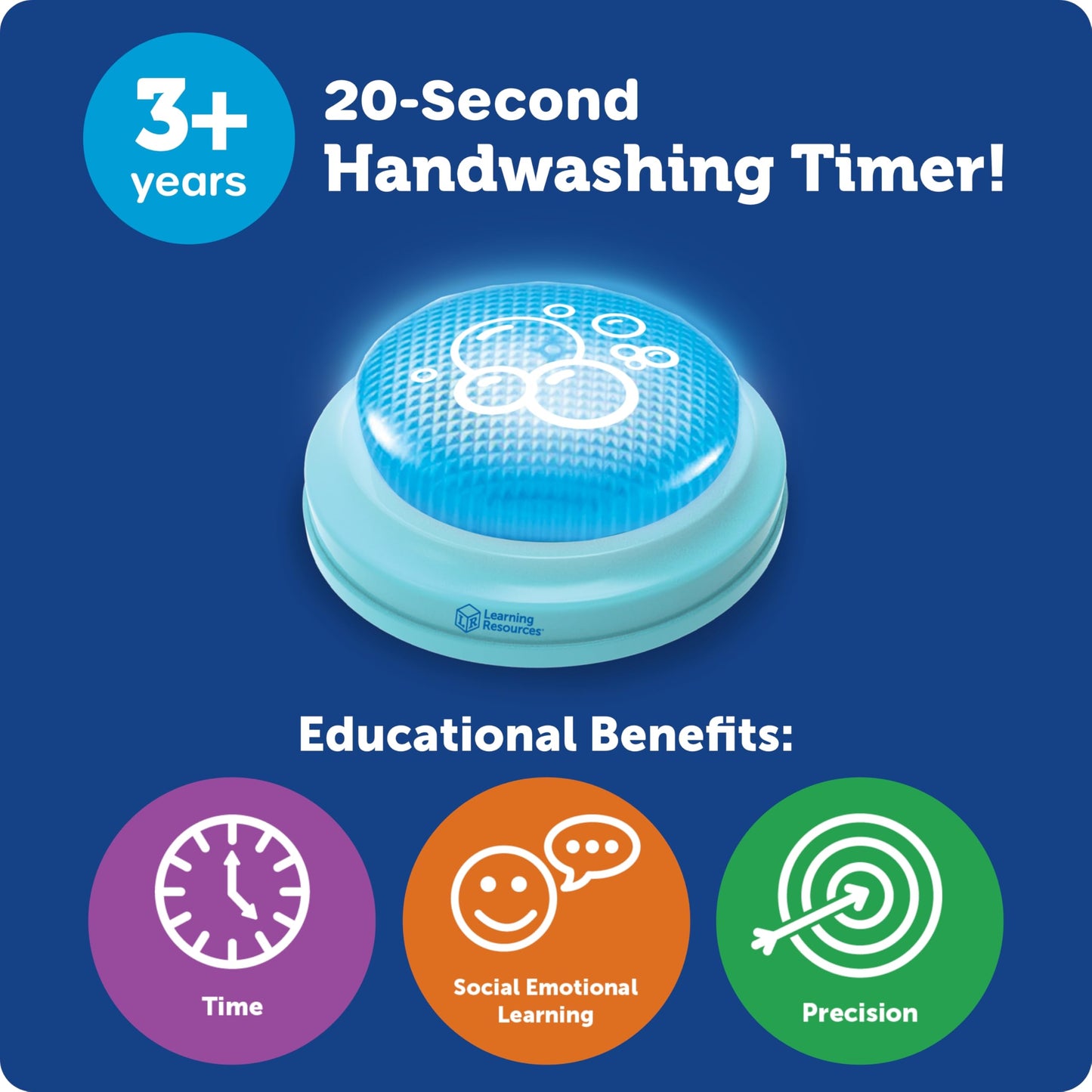 Learning Resources 20 Second Handwashing Timer - Visual Timer for Kids, Classroom Timers for Kids, Visual Timers for Handwashing