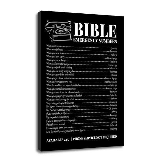 YSPCSUN Inspirational Vintage Success Wall Art Bible Emergency Numbers Christian Wall Picture Decor Motivational Print Poster for Office Living Room Church Room Artwork Ready to Hang [24''Wx36''H]