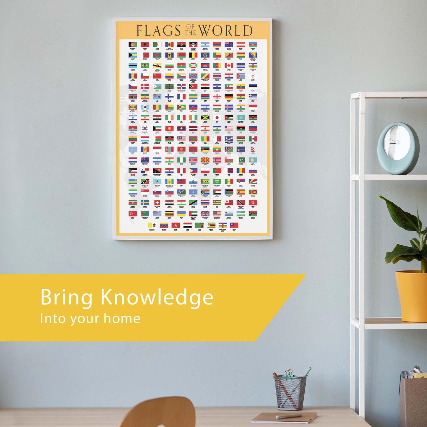 Wallbuddy Flags of the World Educational Charts & Posters | World Country Flags with Capital | Teacher Supplies for Homeschool Classroom Decor (12x16)