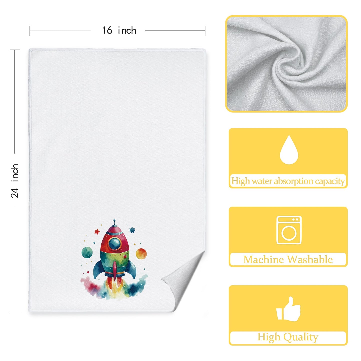 CIOJUNE Space Kids Towels for Bathroom, Astronaut Nursery Decorative Hand Towels, Outer Space Decor for Boys Room, Astronaut Gifts for Kids, 16×24 in Set of 2