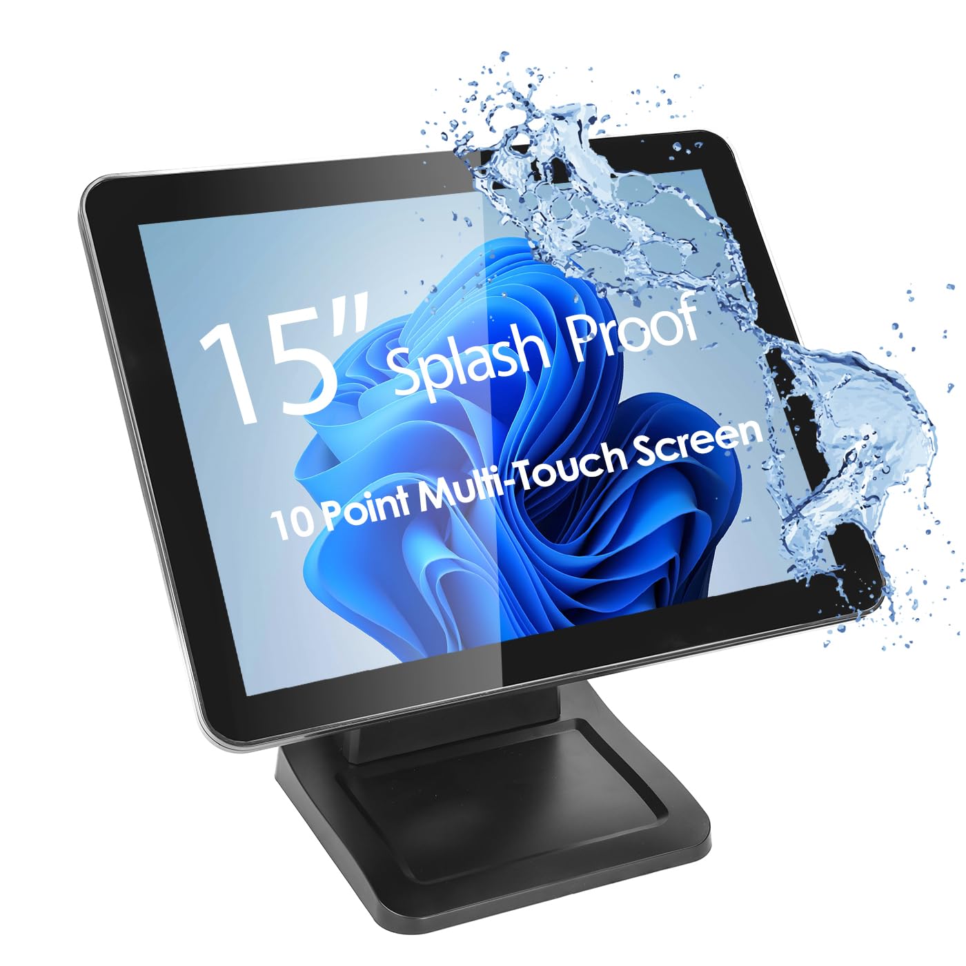 ANGEL POS 15-Inch 4:3 Capacitive LED Backlit Multi-Touch Monitor, True Flat Seamless Design Touchscreen with Metal POS Stand, for Office, POS, Retail, Restaurant, Bar, Gym, Warehouse