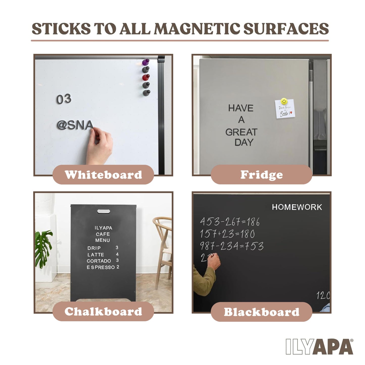 Ilyapa 167 Piece Alphabet Magnets Magnetic Letters and Numbers for Whiteboard, Chalkboard Signs & Fridge, ABC Magnets, Soft & Durable EVA Foam Magnetic Alphabet Letters Works on All Metal Surfaces