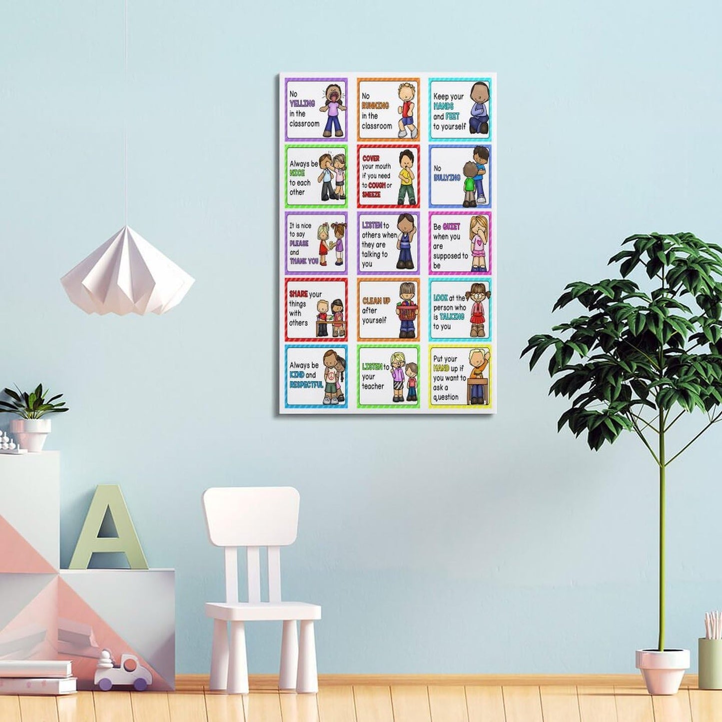 Classroom Rules Educational Posters for Preschool, Home, Middle And High School Classroom Poster Poster for Room Aesthetic Posters & Prints on Canvas Wall Art Poster for Room 16x24inch(40x60cm)