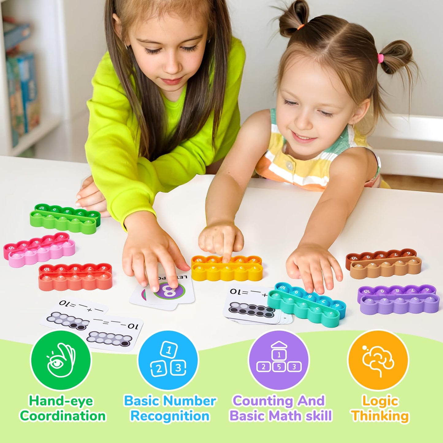 Joycat Ten-Frame Math Learning Tools for Elementary-24 Ten Frames and 20 Task Cards Math Counting Game for Preschool Kindergarten Classroom Learning Activities Kids Ages 3-5