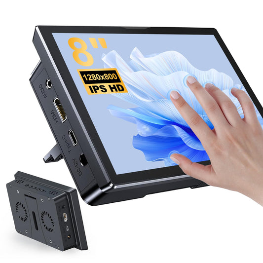 JUNEBOX 14 Inch Touchscreen Monitor - Equipped with VGA DVI and HDMI VESA Dual-Speaker,1080P IPS 10-Point Industrial Touchscreen Monitor for PC Laptop RPi POS Kiosk Home,Industrial Equipment (Grey)