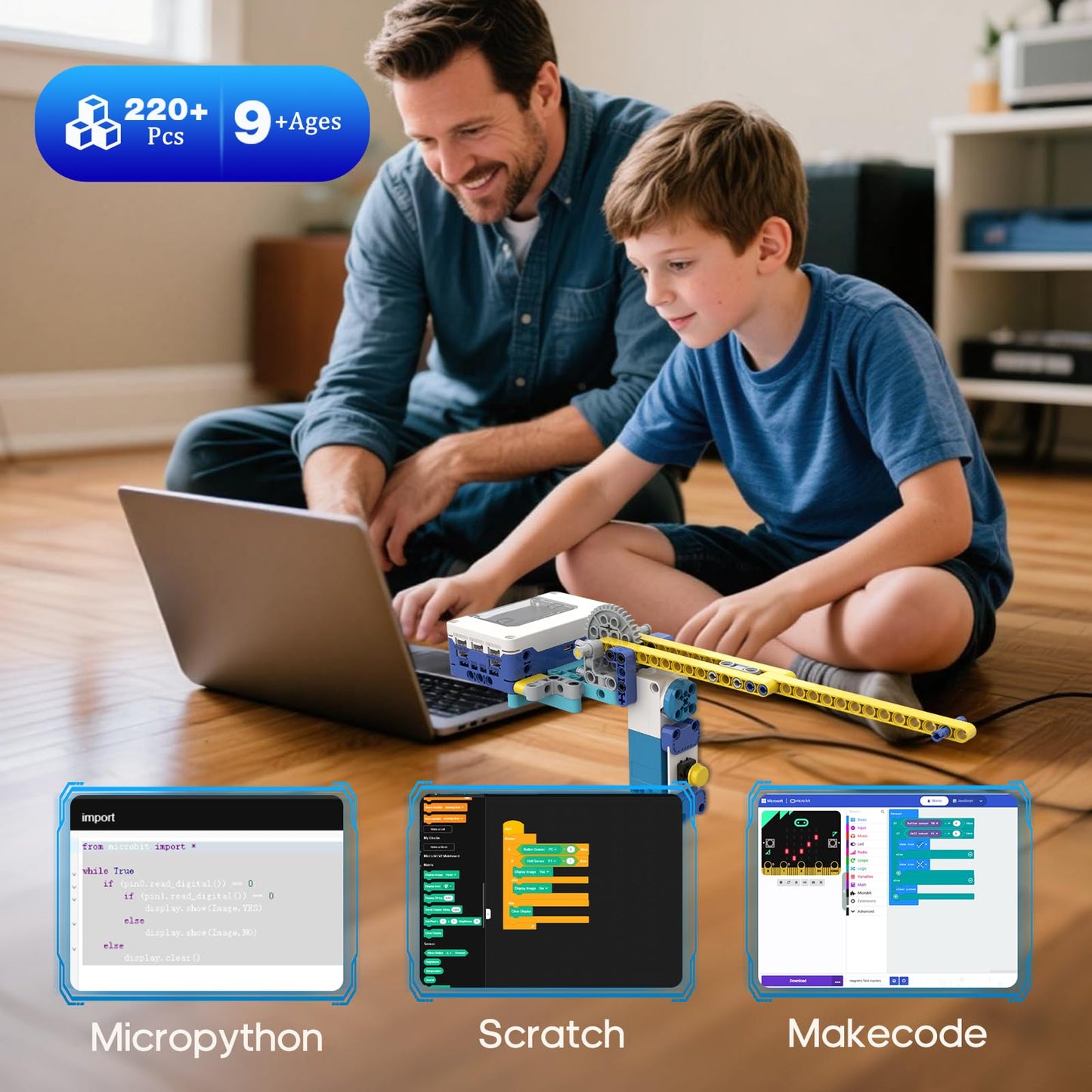 ICreateRobot Coding Robot Kit, 10-in-1 BBC Micro:bit Robotics Invertor Kit, Educational Stem Robot Building Kit with APP Control Learn to MakeCode, MicroPython, and Scratch for Age 9+ Girls Boys