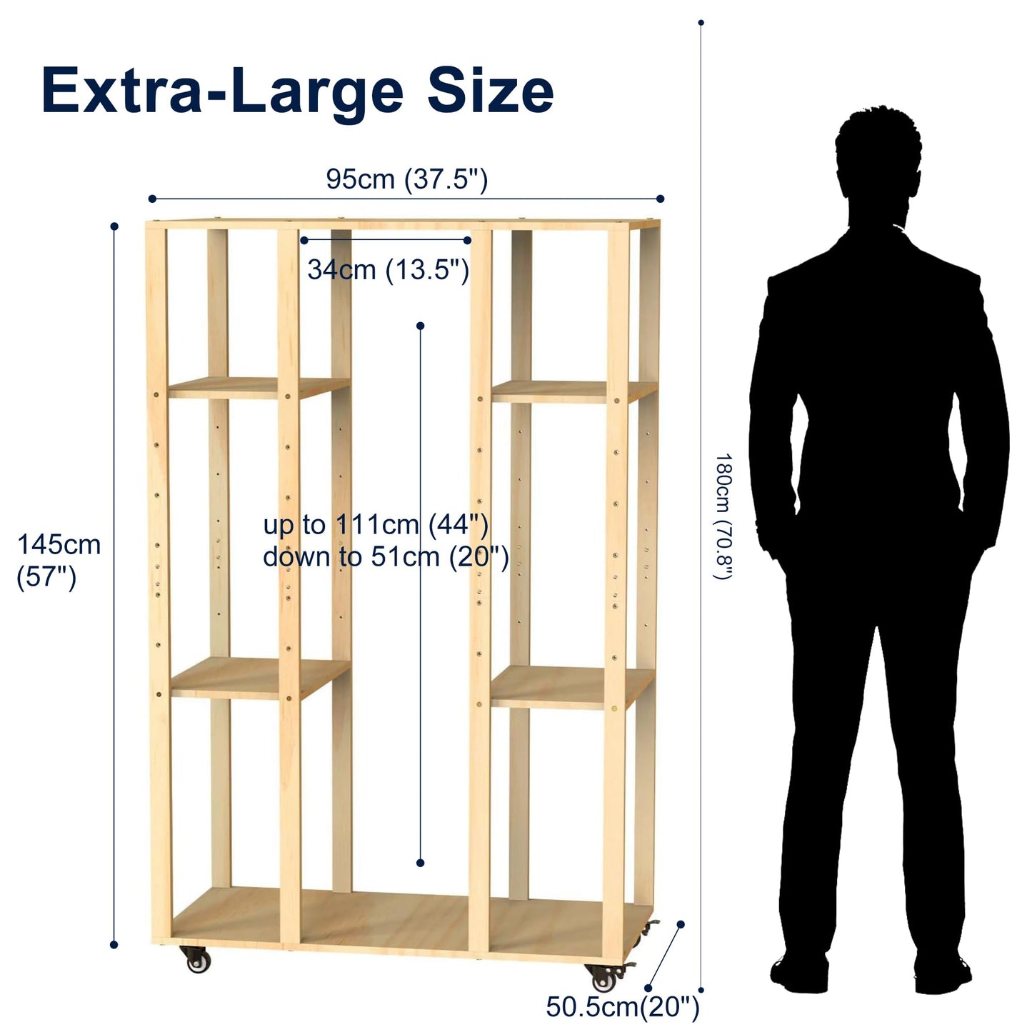 MOOFI Extra-Large Art Storage Rack with Wheels, Adjustable Display Wooden Drying Rack for Canvas, Panels, Prints and Artworks, Multi-Tier Art Organizer for Galleries, Classroom, Studios (Natural)