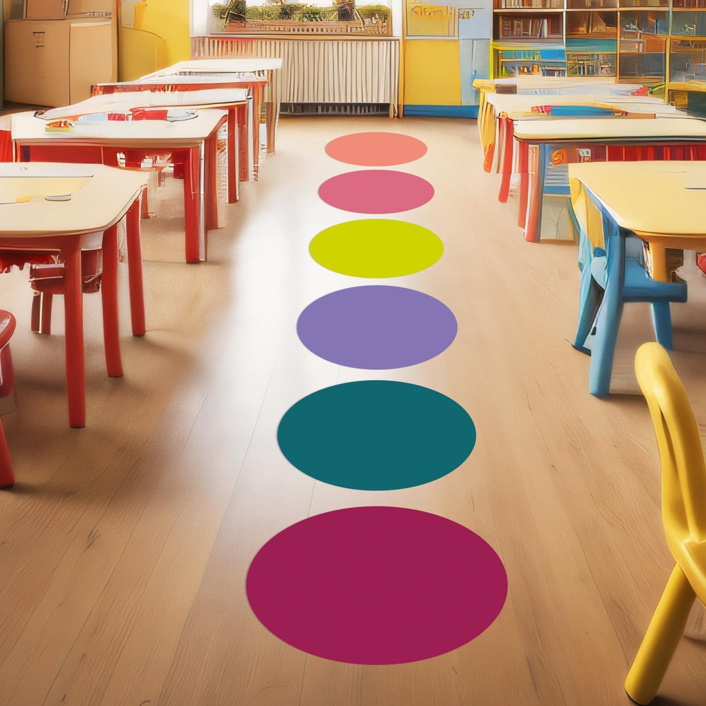 Lincia 24 Pack Colorful Dry Erase Dots Circles Spots for Classroom Table 10.5 Inch Removable Vinyl Desktop Stickers Spots Wall Decals for 100th Day of School Teacher Students Home (Retro Colors)