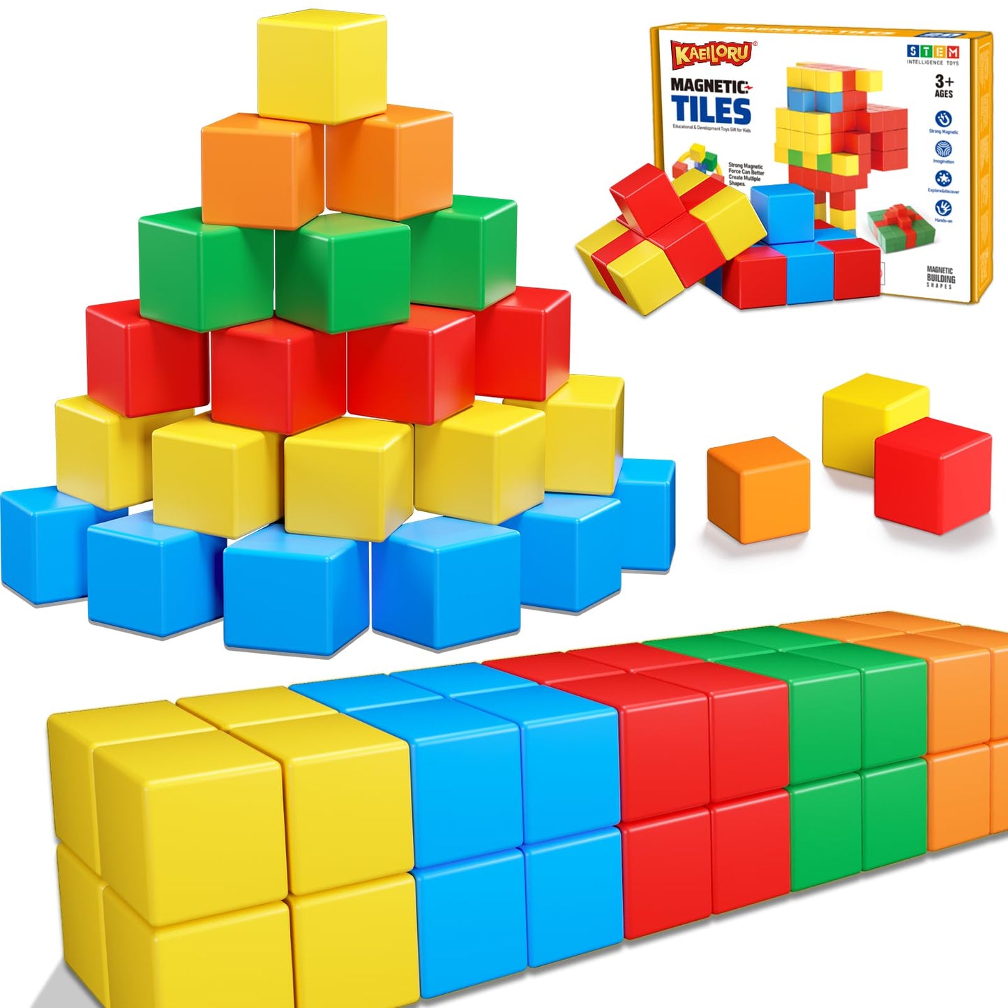 Magnetic Blocks for Toddlers Toys,1.42 Inch Building Blocks Toys for 3 4 5 6 7 8+Years Old Boys Girls, Magnetic Cubes for Kids STEM Montessori Toy Educational Sensory Magnet Toy for Kids Age 1-3 3-5