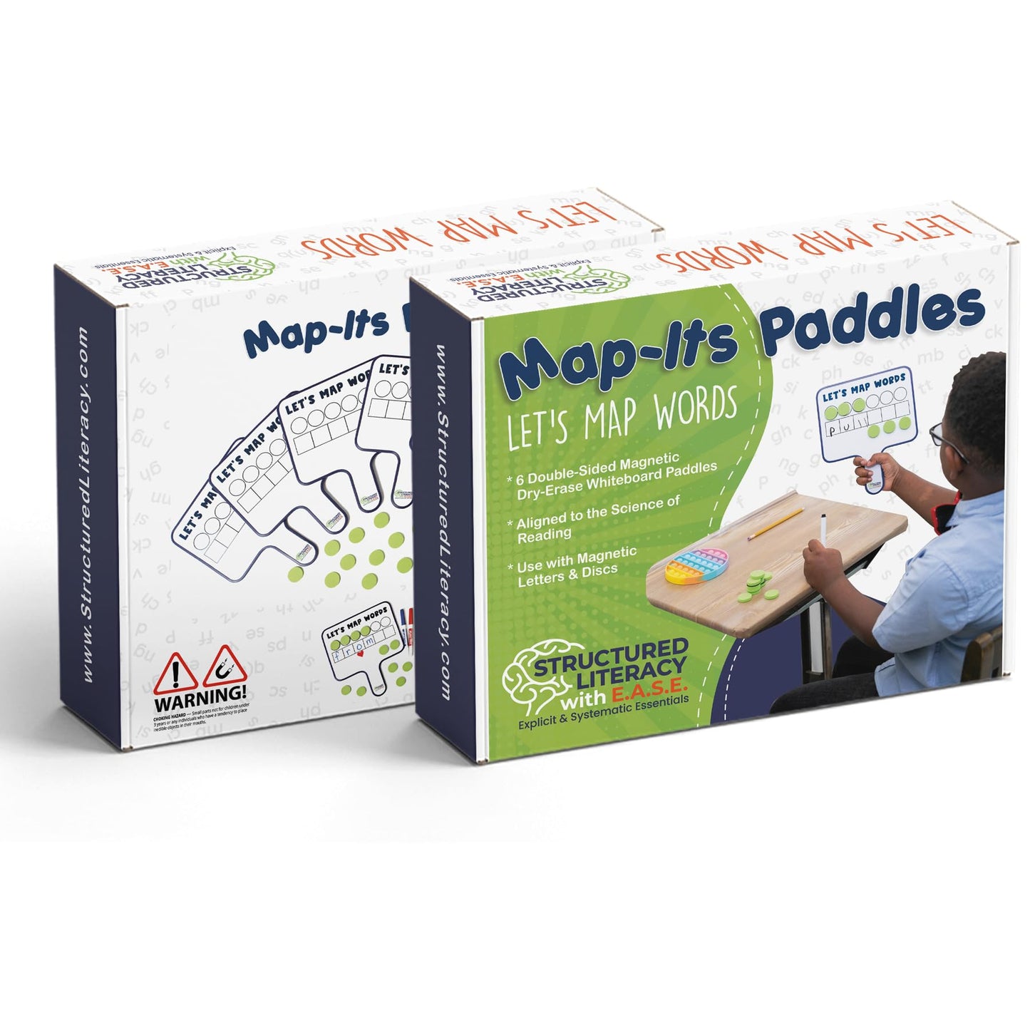 6 Map-Its Paddles for Word Mapping | Hands-On Phonemic Awareness Tool | Magnetic Dry-Erase Paddles for Phonics & Spelling | Structured Literacy & Science of Reading Classroom Resource