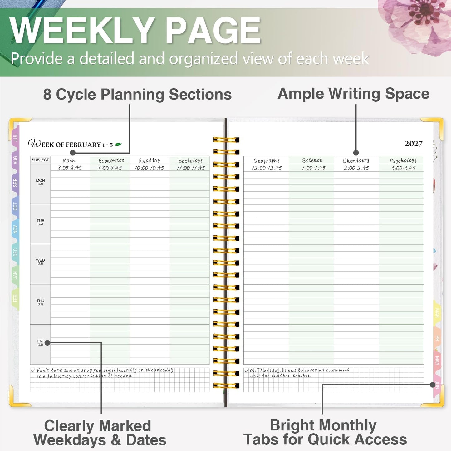 2026-2027 Teacher Planner - Lesson Plan Book for Teachers 26-27, 8.5"x11" Big Academic Planner from July 2026 to June 2027, Weekly & Monthly School Agendar Book with Tab,Stickers for Teachers Supplies