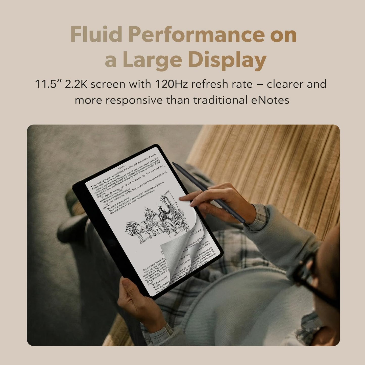 TCL Note A1 NXTPAPER Paper Tablet, Digital Notebook with Pen & Flip Case, 11.5” 2.2K 120Hz Paper-Like Display, 8GB+256GB, AI Tools, 8000mAh Battery, Android 15, Tablet for Work, Study & Creativity