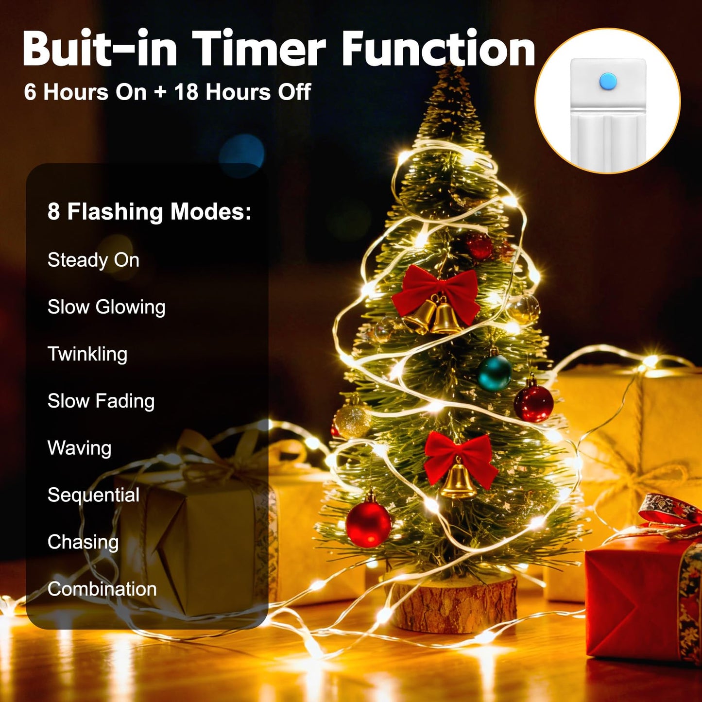 ANGMLN 10 Pack Fairy Lights, 30 LED String Lights, 10 Ft, Battery Operated, 8 Modes, Waterproof, Warm White, Model DX123