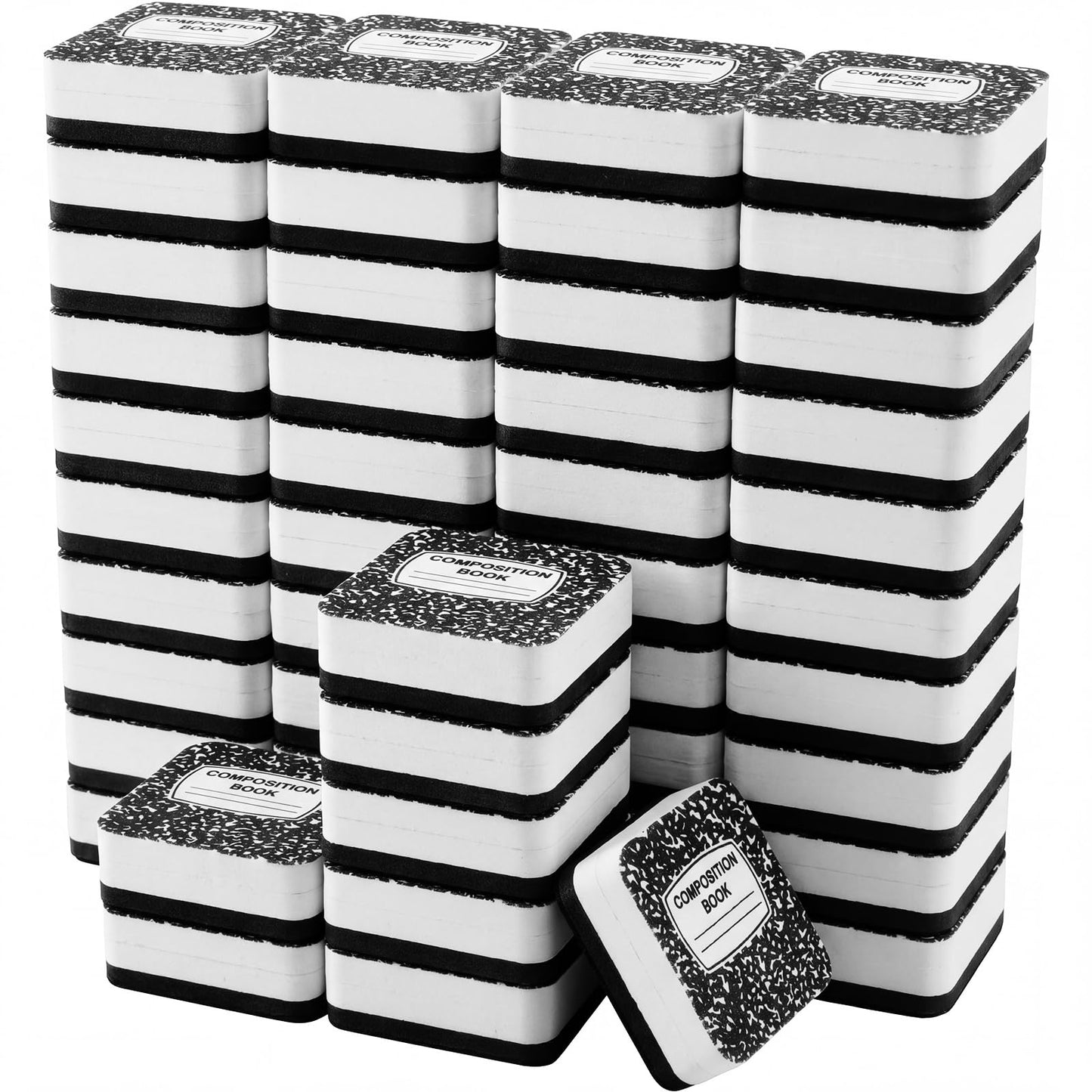 YooNotee 48 Pack Composition Book Magnetic Dry Erase Erasers 2x2 Inch, Mini Whiteboard Dry Erasers Back to School Supplies Chalkboard Cleaning Pads for Classroom Office Kindergarten Decor