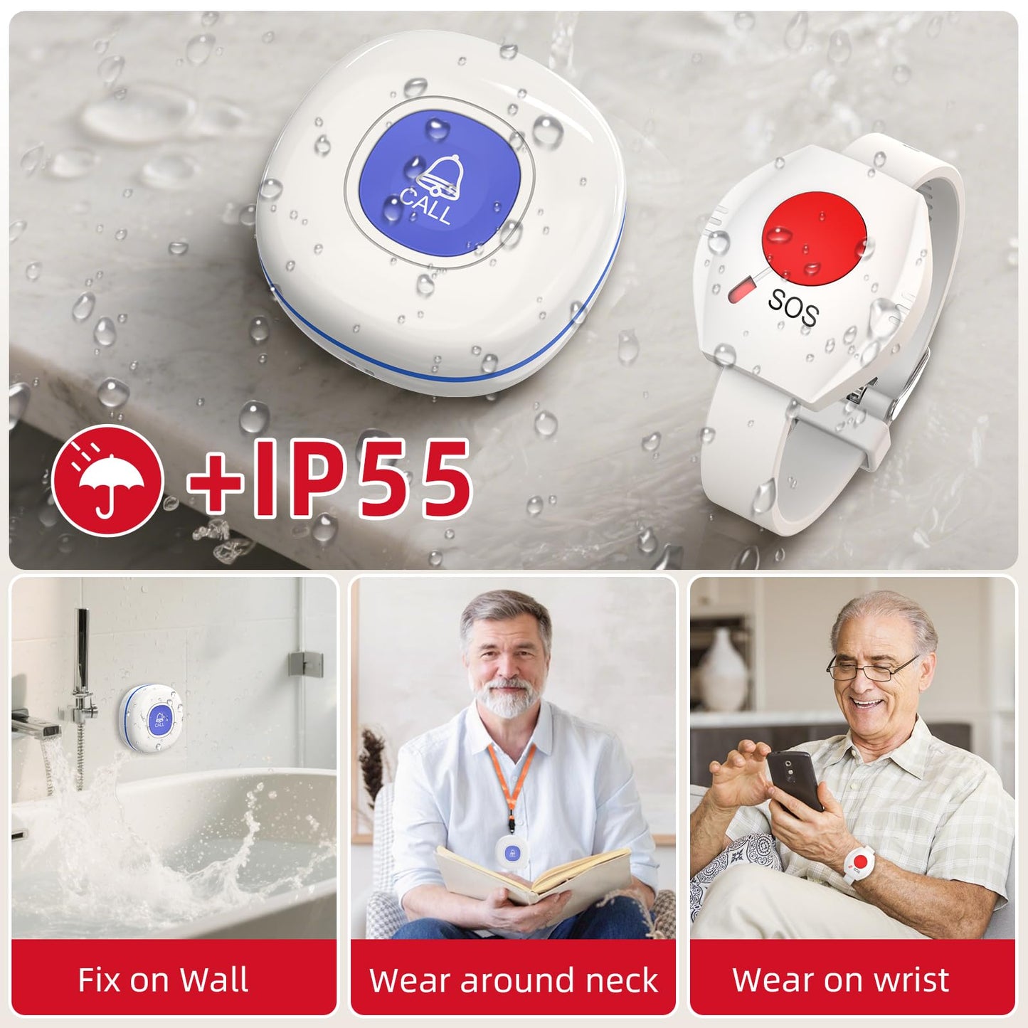 CallToU Caregiver Pager Wireless Call Button for Elderly/Senior,2026 New Version Pager with Vibration & Rechargeable,Nurse Alert System for Home Care Seniors