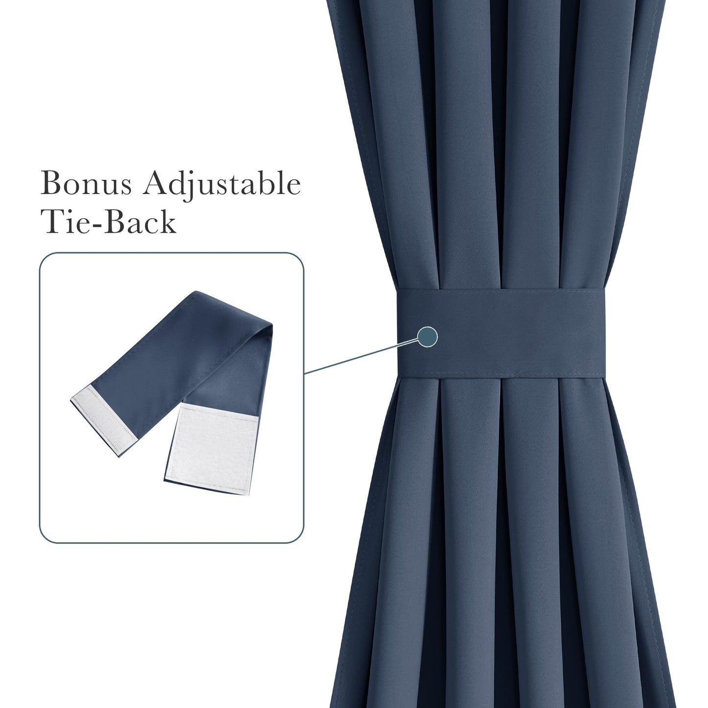 PONY DANCE Stone Blue Back Door Curtains for Door Window, 100% Blackout Dual Rod Pocket Privacy French Curtain for Kitchen, Thermal Insulated Small Window Drapes for Classroom, W25 x L40, 1 Panel