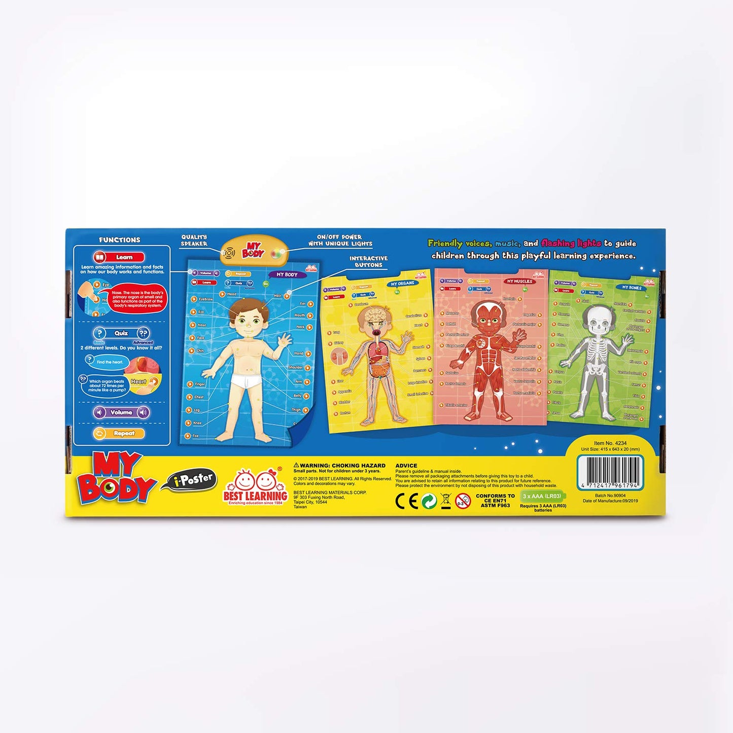 BEST LEARNING i-Poster My Body - Interactive Educational Human Anatomy Talking Toy for Kids Ages 5-12 to Learn Body Parts, Organs, Muscles and Bones Through Fun Sound and Quiz Modes