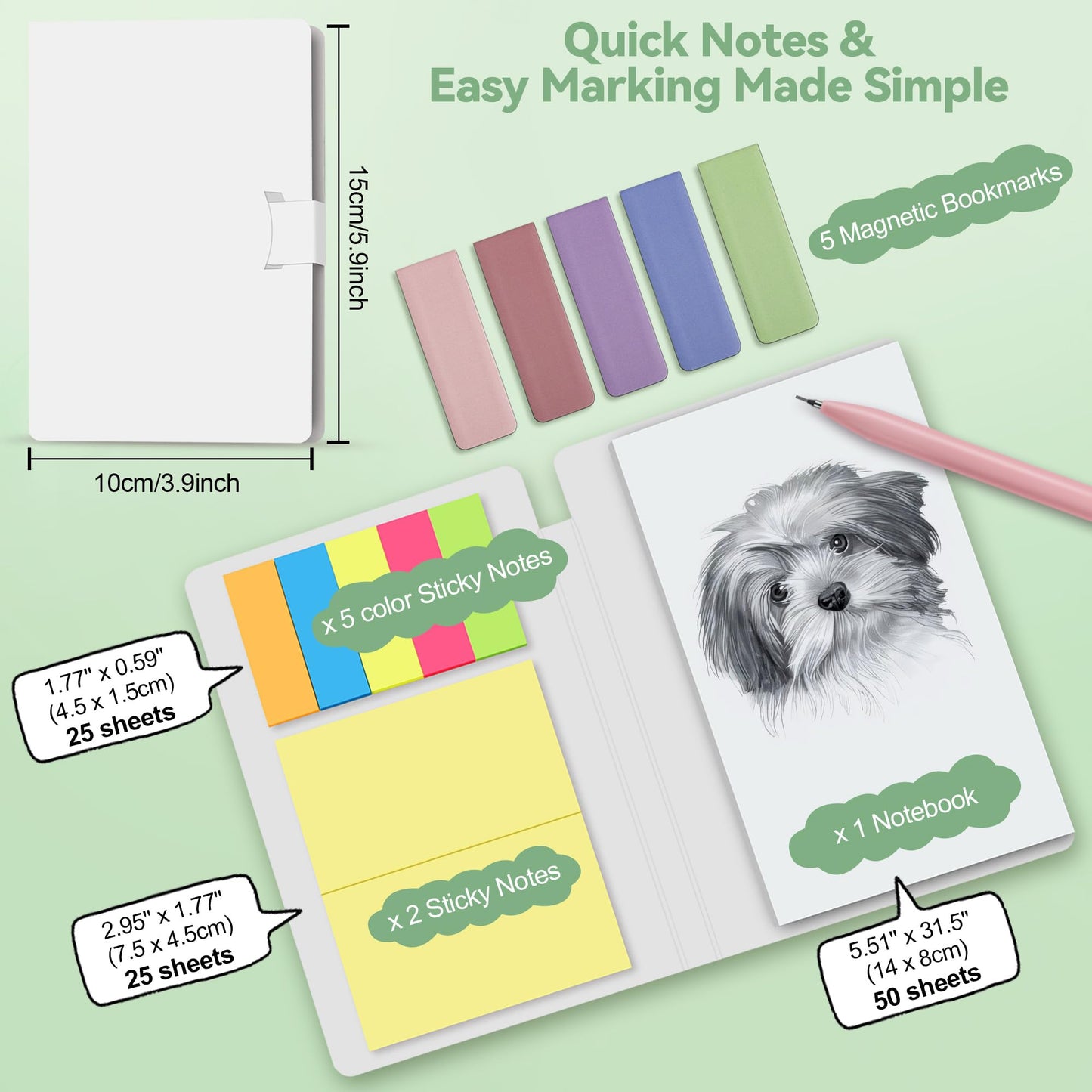 DazSpirit 61 PCS Aesthetic School Supplies with Cute Pencil Case, Pastel No Bleed Highlighters, Gel & Erasable Pens, Mechanical Pencils, Refills, Complete Essentials Stationery Kit for Students, Green