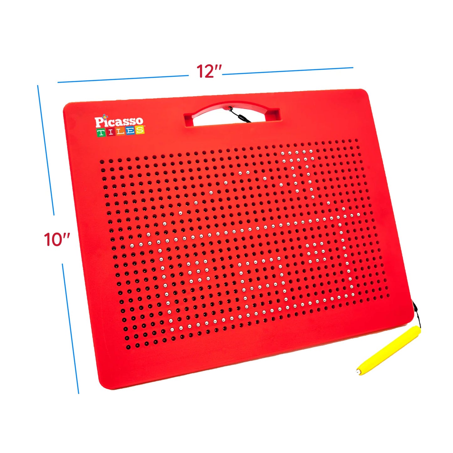 PicassoTiles Toys Magnetic Drawing Board 12x10 inch Large 748 Bead Magnet Tablet Pad Erasable Reusable Writing Playboard STEM Toys Educational Playset Open-Ended Learning Kit PTB01