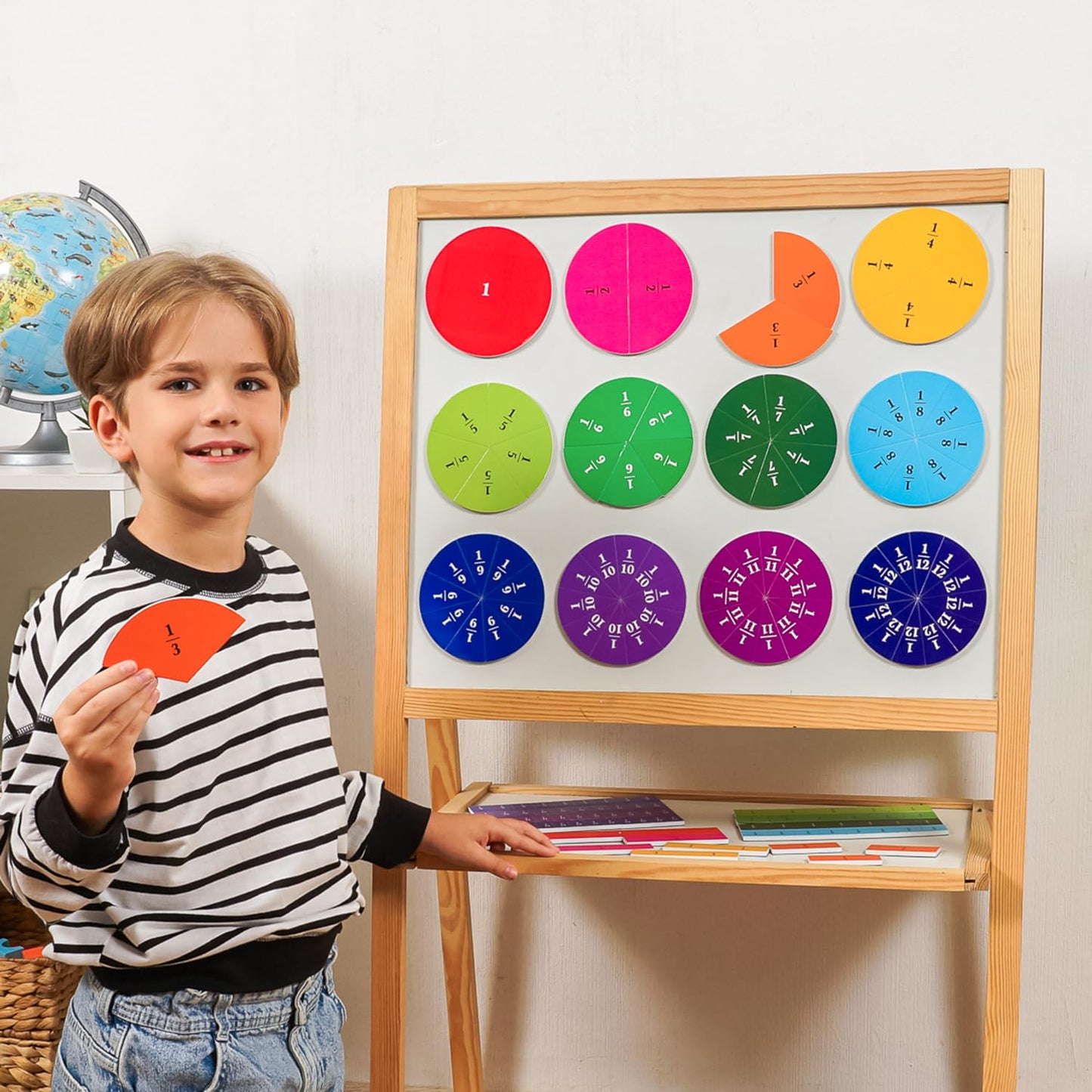 178 PCS Magnetic Fraction Circles & Fraction Tiles - Magnetic Fraction Strips & Bars Fraction Magnets Set Kit, Fraction Manipulatives Class Set, Fractions for Kids, Math Manipulatives - Simply Magic
