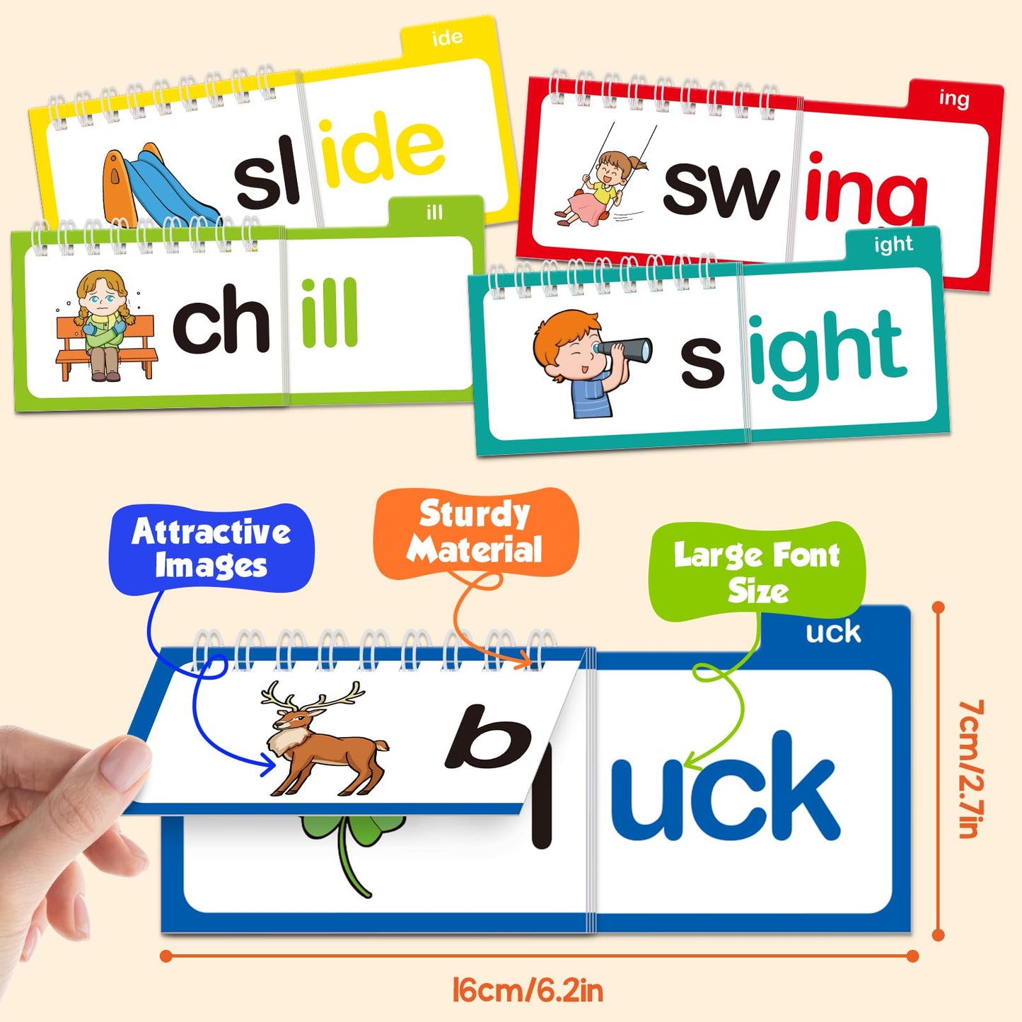 Phonics Flash Cards Word Family Build Book,Learn to Read 30 Read and Rhyme Flip Books,Sight Words Flash Cards Kindergarten Phonics Flip Books for Kids Classroom Homeschool Preschool Learning Activity