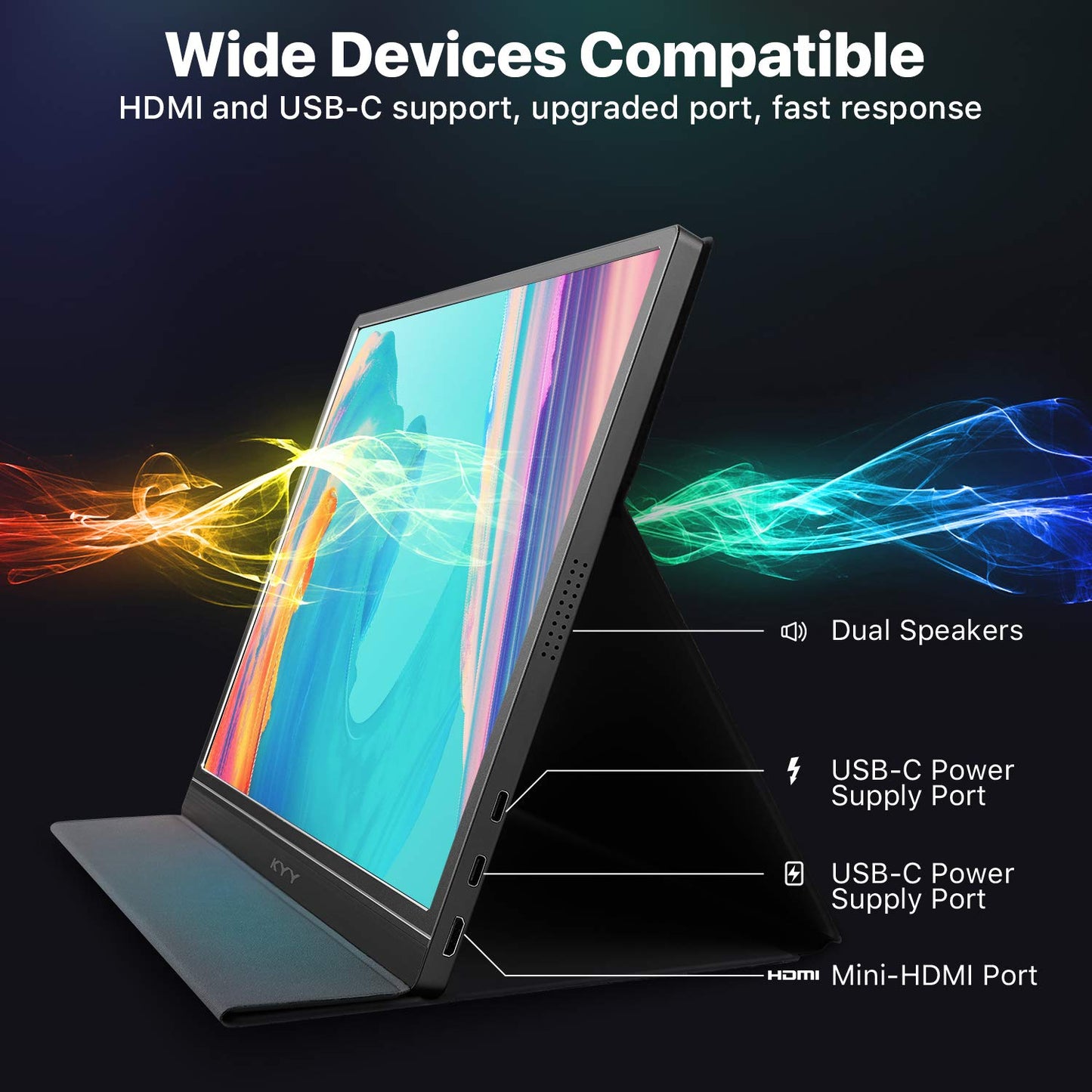 KYY Portable Monitor 15.6'' FHD 1080P Portable Laptop Monitor USB C HDMI Gaming Monitor