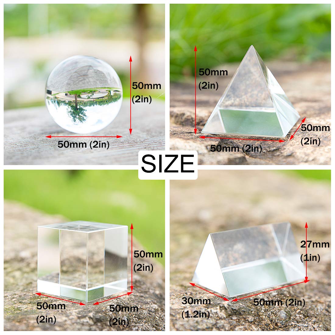 QFkris 4 Pack K9 Optical Crystal Photography Prism Set and Glass Mixing Color Cube Bundle