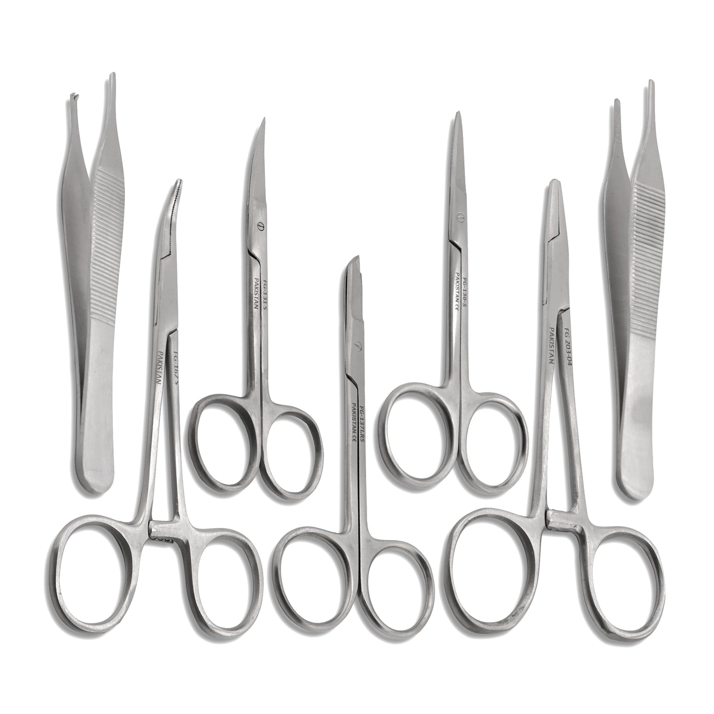 Set of 7 Pieces Scissors Forceps Hemostats Needle Holder Driver Set for Educational Training and Medical Procedures Made of Stainless Steel by Cynamed