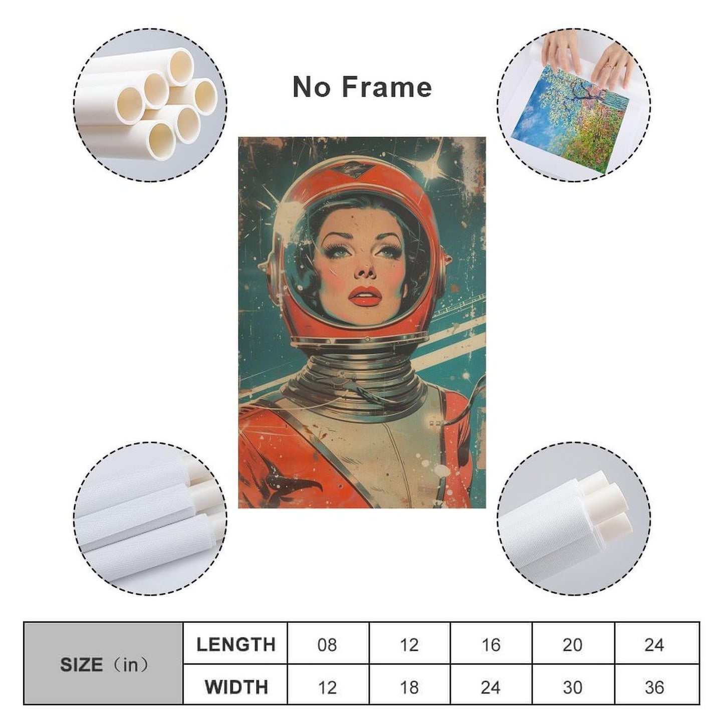 JHXNJDPOST Retro Mid-Century Modern Astronaut Canvas Wall Art Aesthetic Decorative Painting Living Room Restaurants, Pool Halls And Hotelsstyle-10 16x24inch(40x60cm)