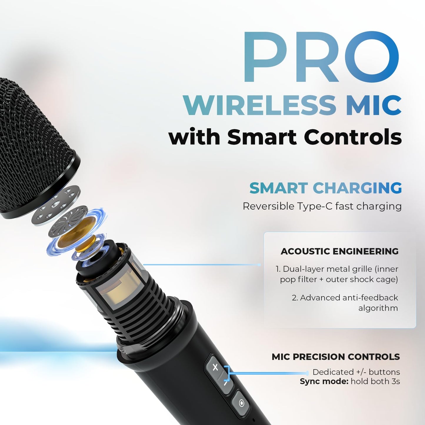 WinBridge Voice Amplifier for Teachers, Portable PA System for Public Speaking, Bluetooth Speaker with 2 Microphones for Classroom, Karaoke, Event Hosts, 30W DSP, BT/USB/TF/AUX - Black, S90
