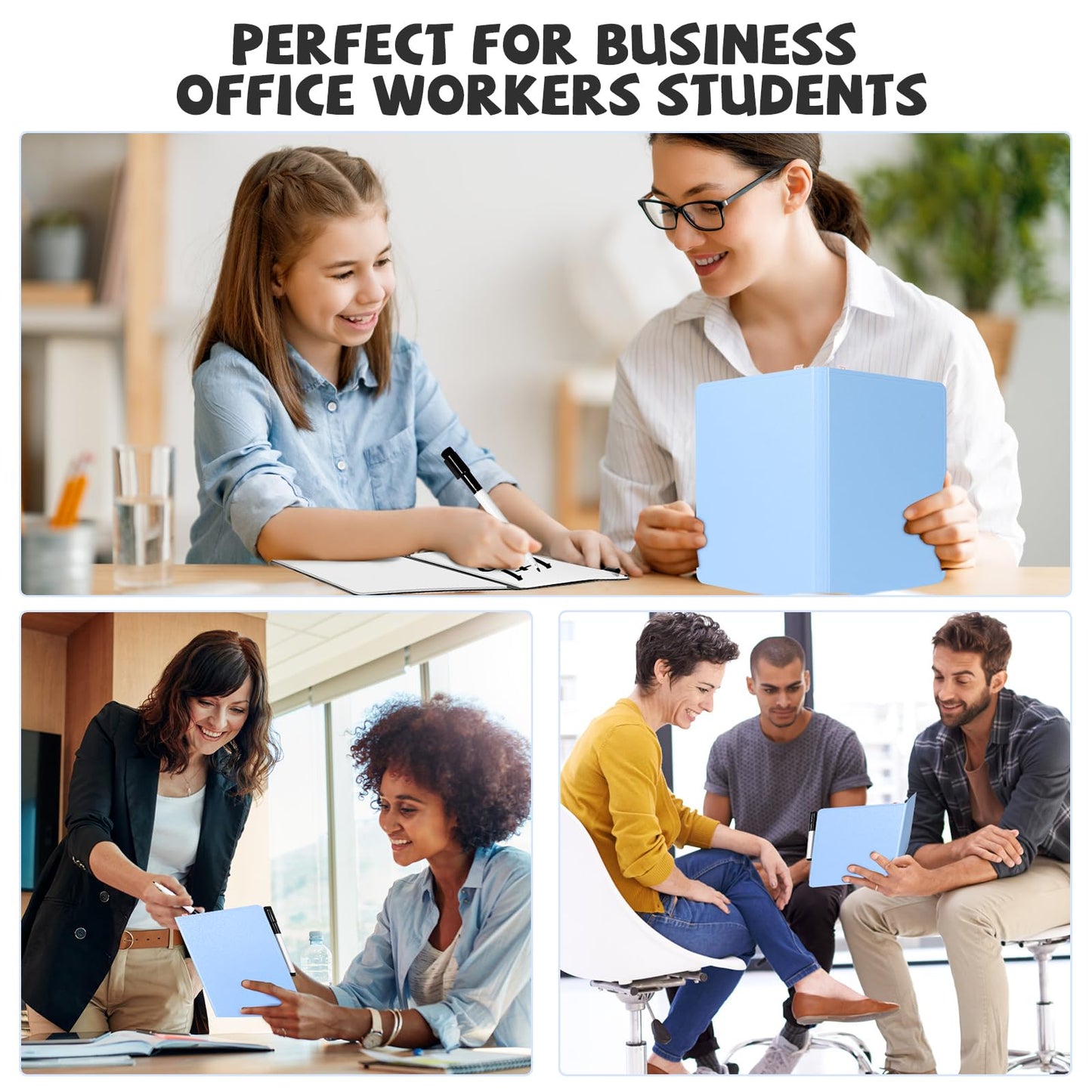 AGM Portable White Board Dry Erase, Double Sided Folding Whiteboards with Pen, Small Dry Erase Board for Study, Meeting, Doodling, Planning, Blue