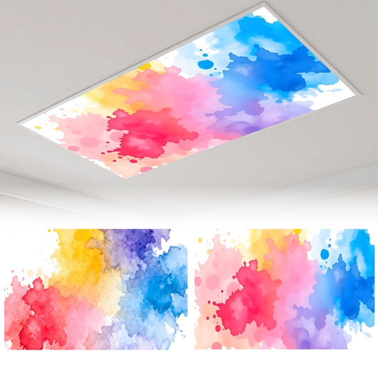 Zepluron 2-pack fluorescent lampshades for ceiling lights – 2x4 ft classroom filters, teacher essentials, and office/home décor – Fire-retardant magnetic lampshades (Dyed)