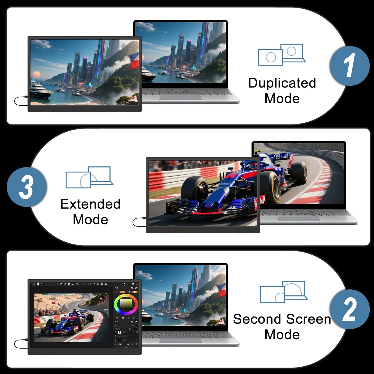 IBW 4K Portable Monitor 15.6" 3240x2160 UHD USB-C HDMI Laptop Monitor, 100% Adobe RGB IPS Computer Gaming Display HDR Travel Monitor w/Speakers & Kickstand for Laptop Xbox PS5 Switch PC Phone