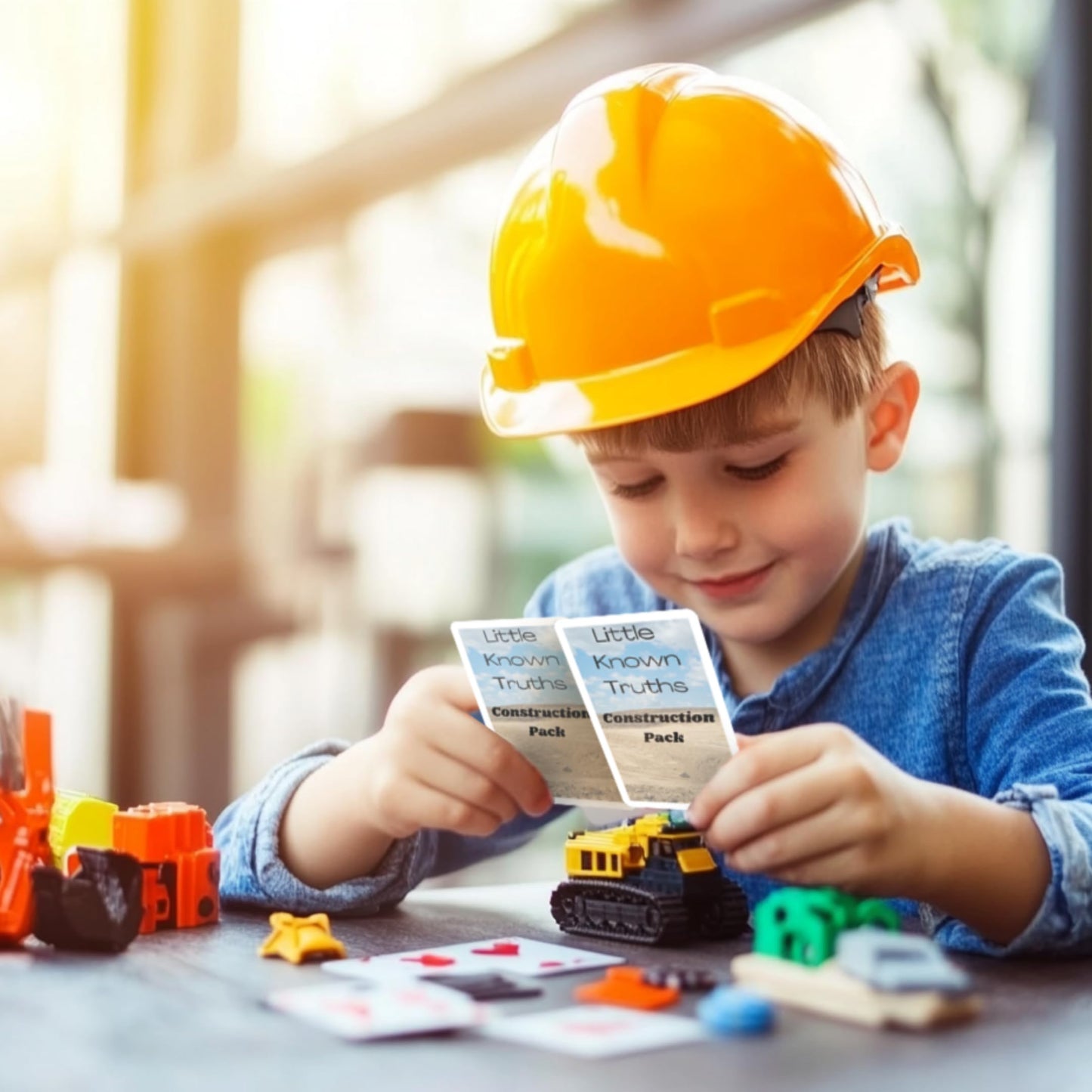 Little Known Truths Construction Vehicle Trivia Flash Cards for Kids Ages 3+ | Educational Learning Cards with Trucks & Machines, STEM Fact Cards in Metal Tin, Screen-Free Travel Toy