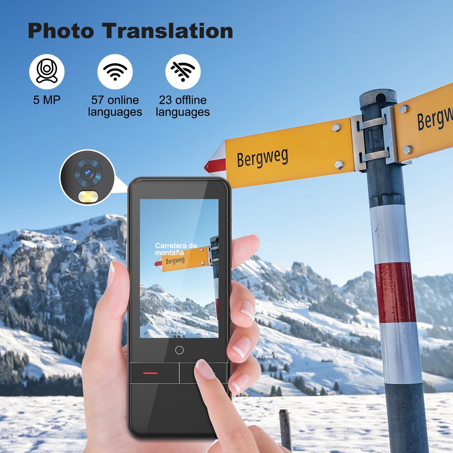 Language Translator Device No WiFi Needed, Instant Two-Way Voice Translator for All Languages, 139 Languages Online Offline Voice Text Photo Translation for Travelling Learning Business