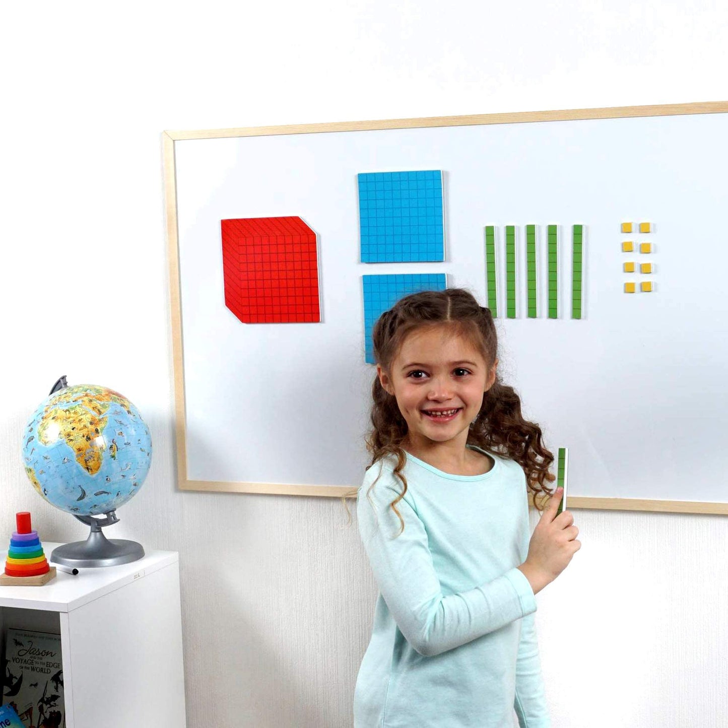 Simply magic 19 Educational Posters for Kids & 131 PCS Jumbo Magnetic Base Ten Blocks