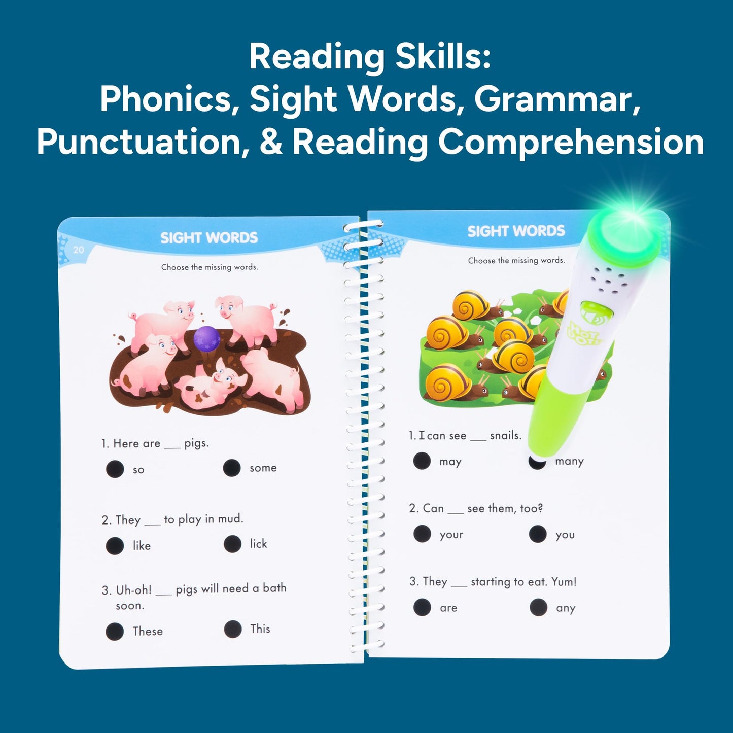 Educational Insights Hot Dots Jr. Let's Master 1st Grade Reading Set - 1st Grade Workbooks with Interactive Pen, Homeschool Learning Activities, Learn to Read Activity Books for Kids Ages 6+
