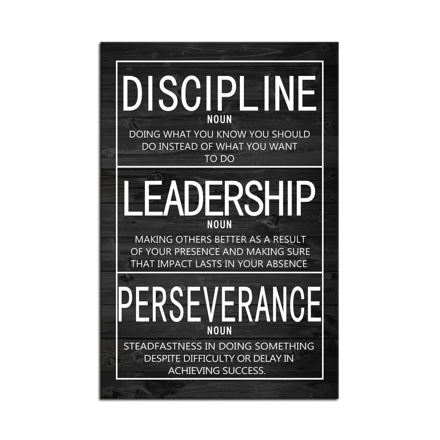 Inspirational Wall Art Discipline Leadership Perseverance Positive Motivational Poster Canvas Painting Wall Art Framed Artwork Prints Picture for Living Room Office Gym [24''Wx 36''H]