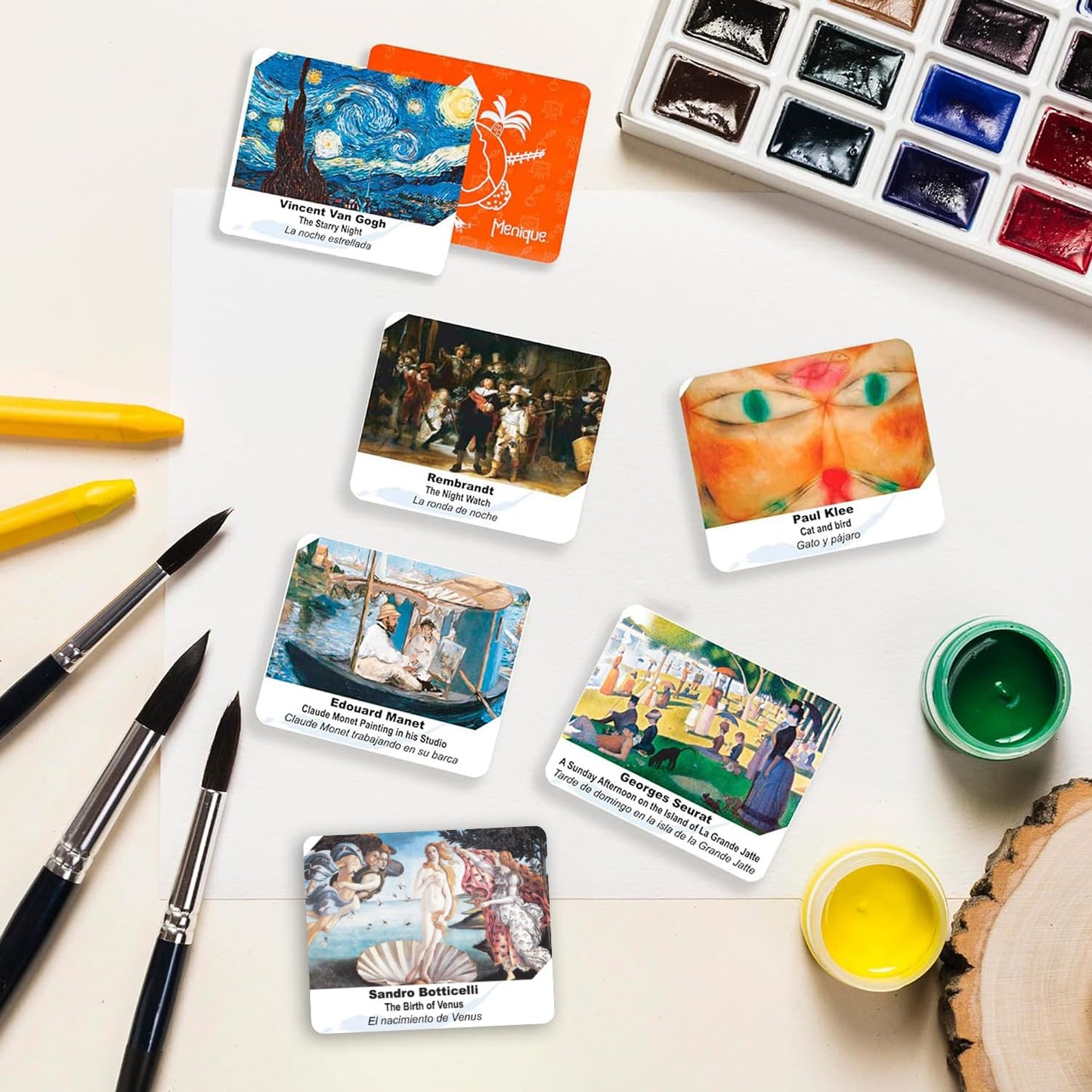 Menique Memory Matching Game – Famous Paintings for Adults & Kids – 70 Cards (35 Pairs) – Bilingual Art Game – Educational & Concentration Activity