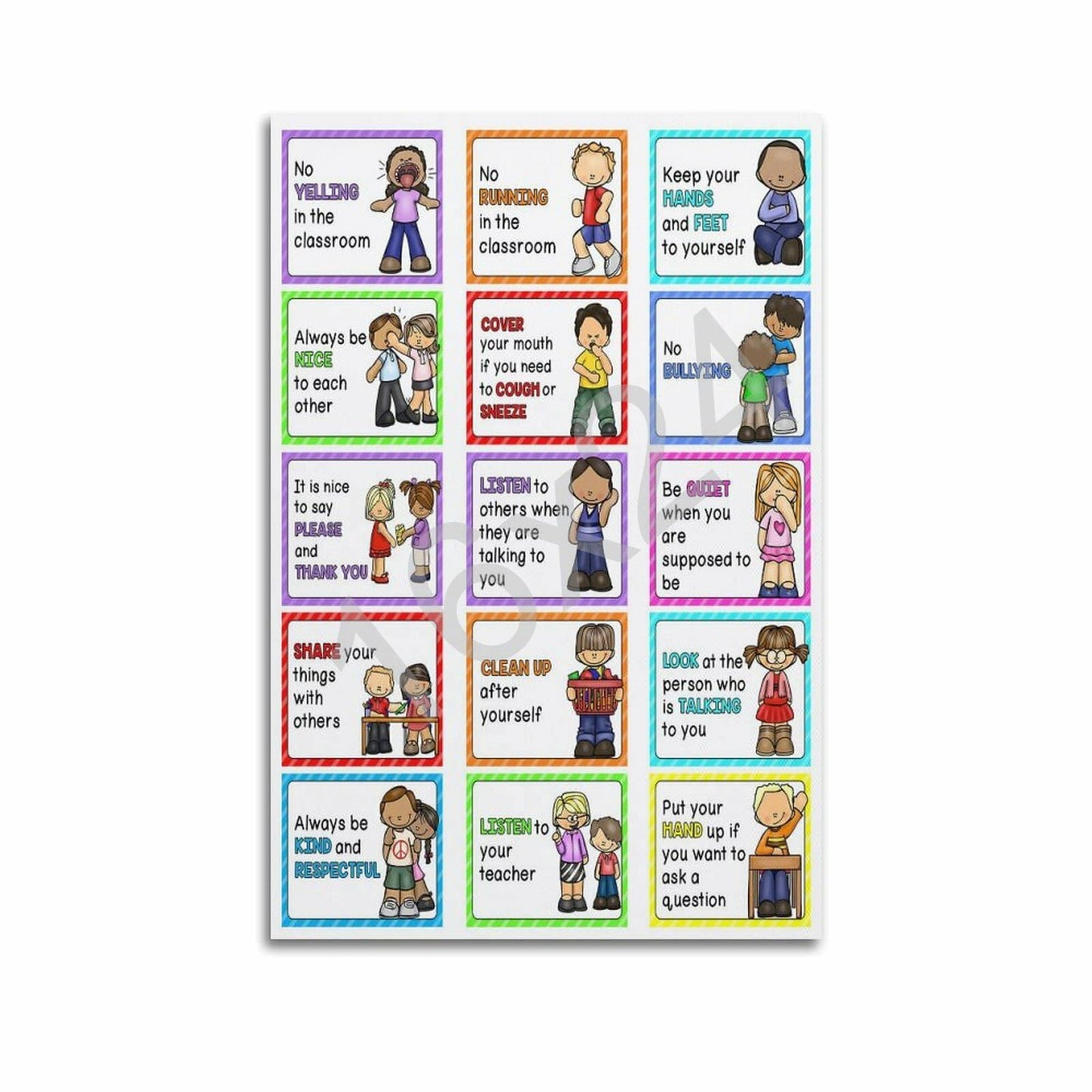 Classroom Rules Educational Posters for Preschool, Home, Middle And High School Classroom Poster Poster for Room Aesthetic Posters & Prints on Canvas Wall Art Poster for Room 16x24inch(40x60cm)