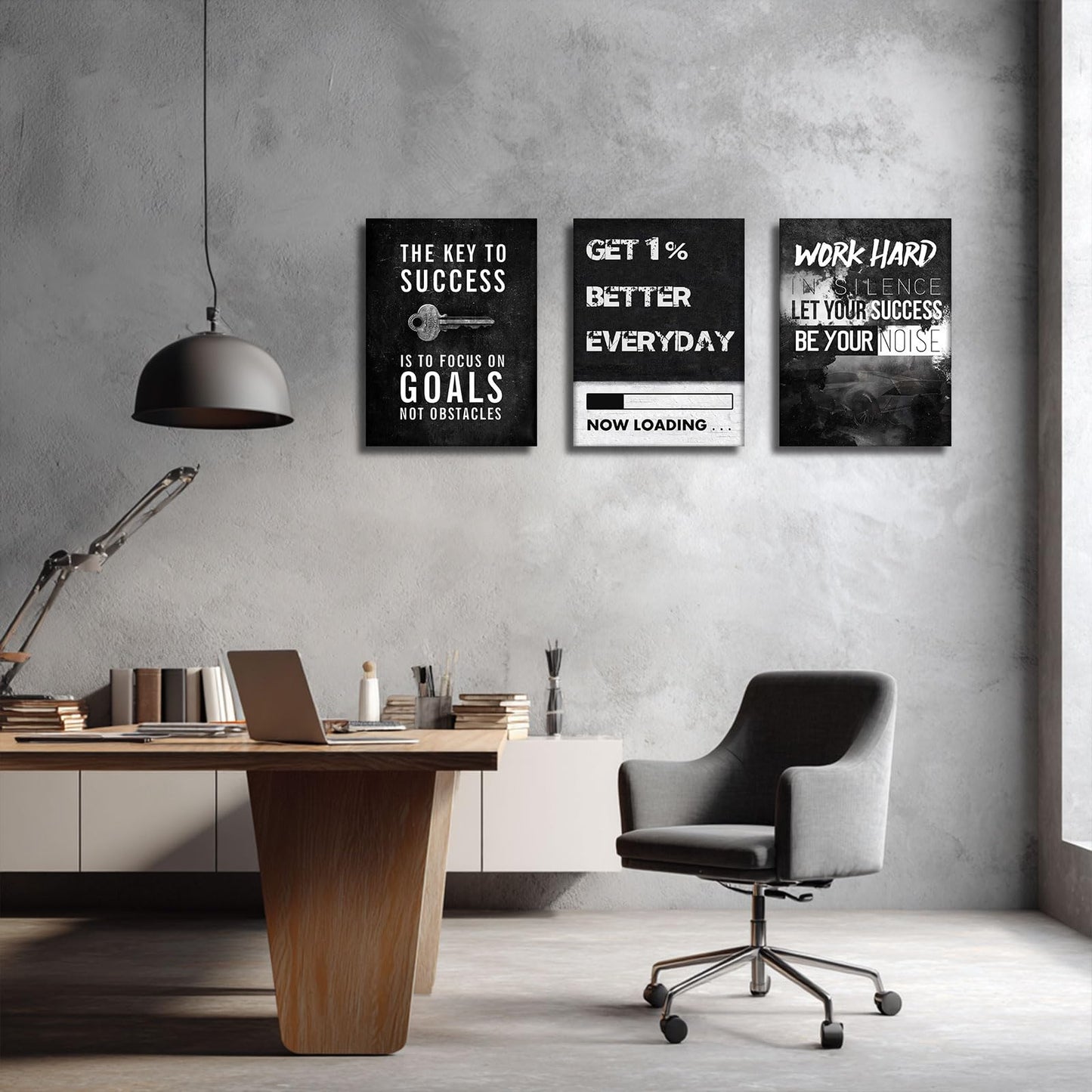 Motivational Wall Decor Inspirational Wall Art Canvas Poster Success Goal Artwork Entrepreneur Quote Painting Office Wall Decor for Bedroom Living Room Home Decoration Framed 12inch x16inch x3pieces