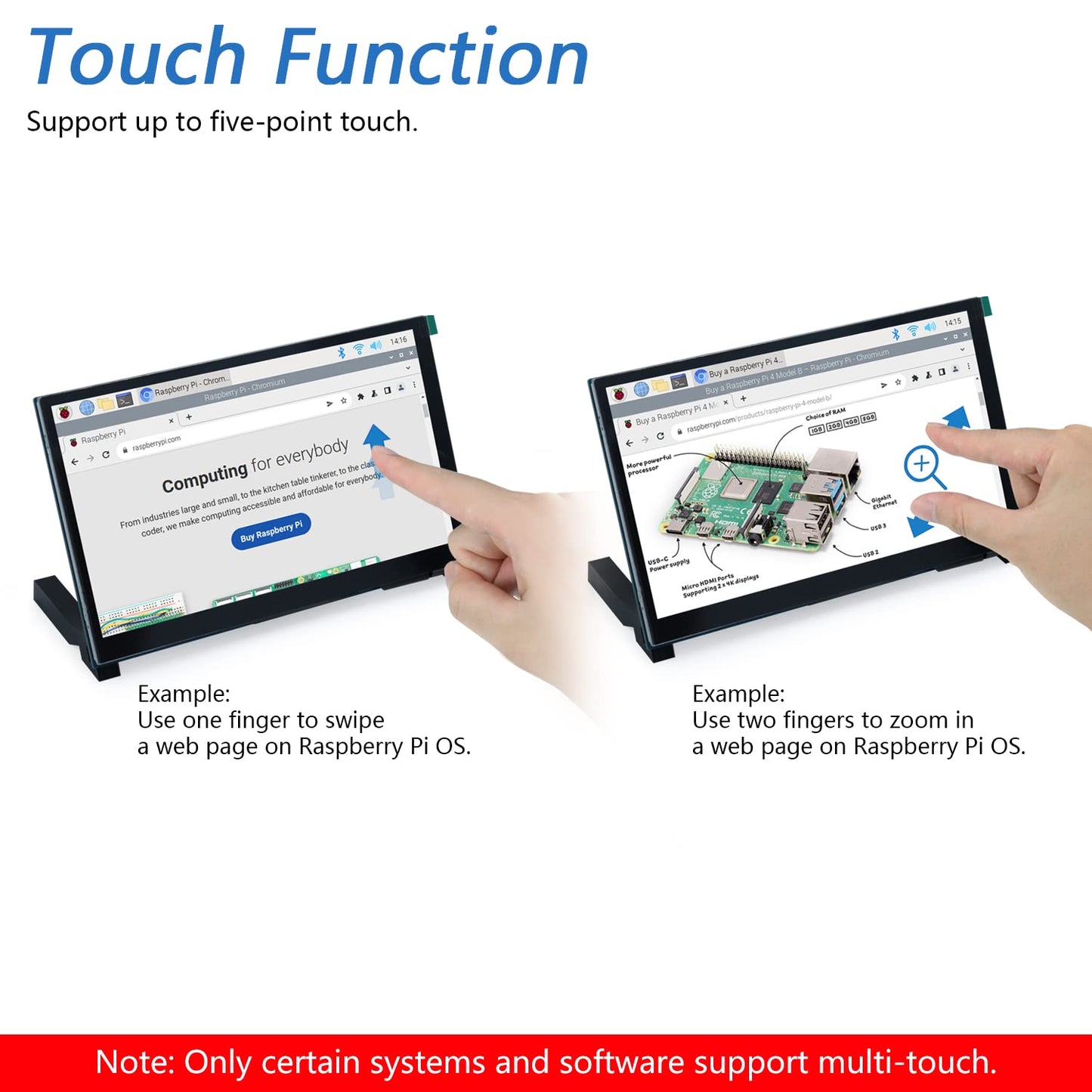 FREENOVE 7 Inch Touchscreen Monitor for Raspberry Pi 5 4 B 3 B+ A+, 800x480 Pixel TN Display, 5-Point Touch Capacitive Screen, Driver-Free MIPI DSI Port
