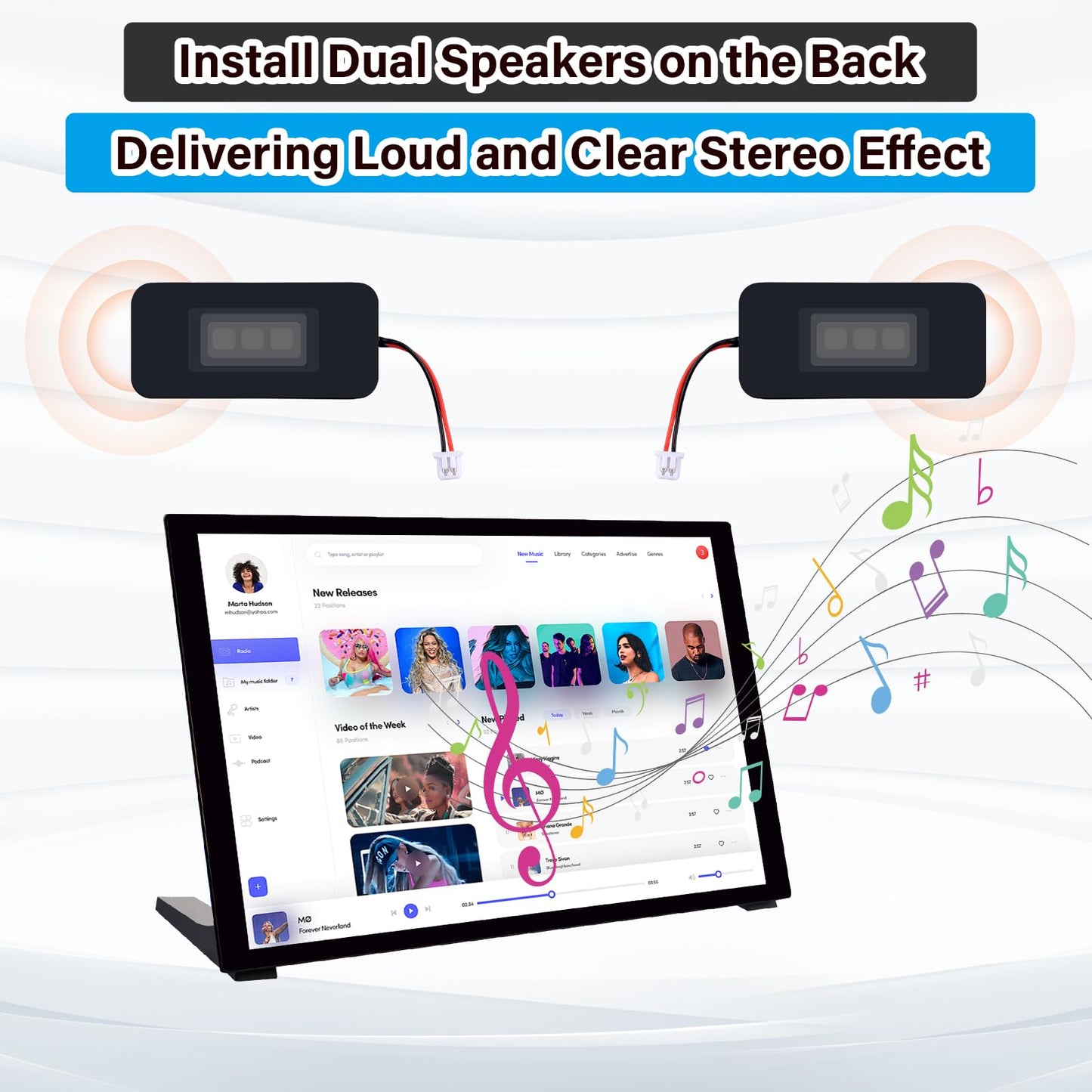 GeeekPi 10.1 inch Capacitive Touchscreen for Raspberry Pi, HDMI Monitor IPS 1280X800 LCD Display with Dual-Speaker for Raspberry Pi 5/4B/3B+/3B/B+, with Mount Hole to Install Raspberry Pi Board