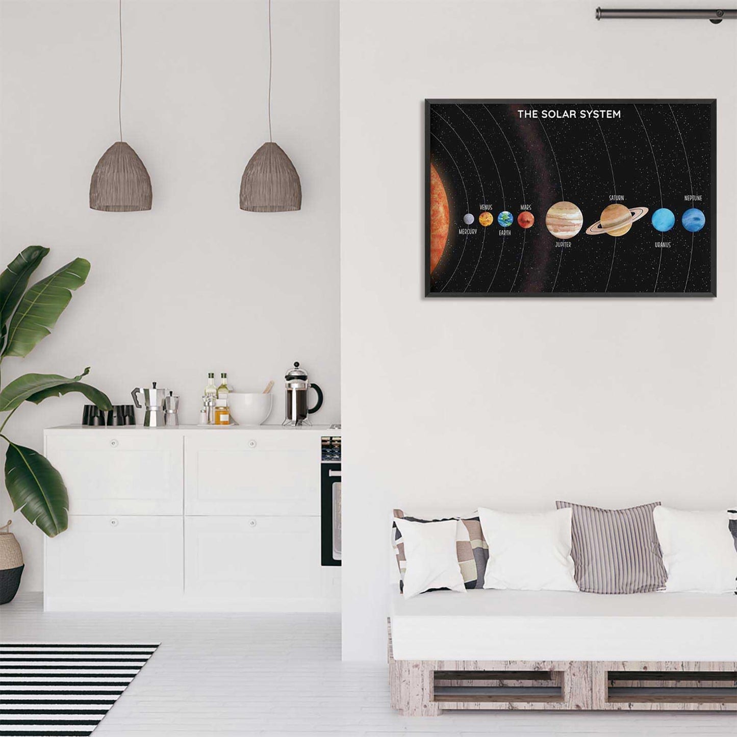 Solar System Educational Planet Poster Universe Infographic Star Life Cycle Astronomy Knowledge Suitable For Living Room Dormitory Bedroom Wall Decoration 16x24in Framed