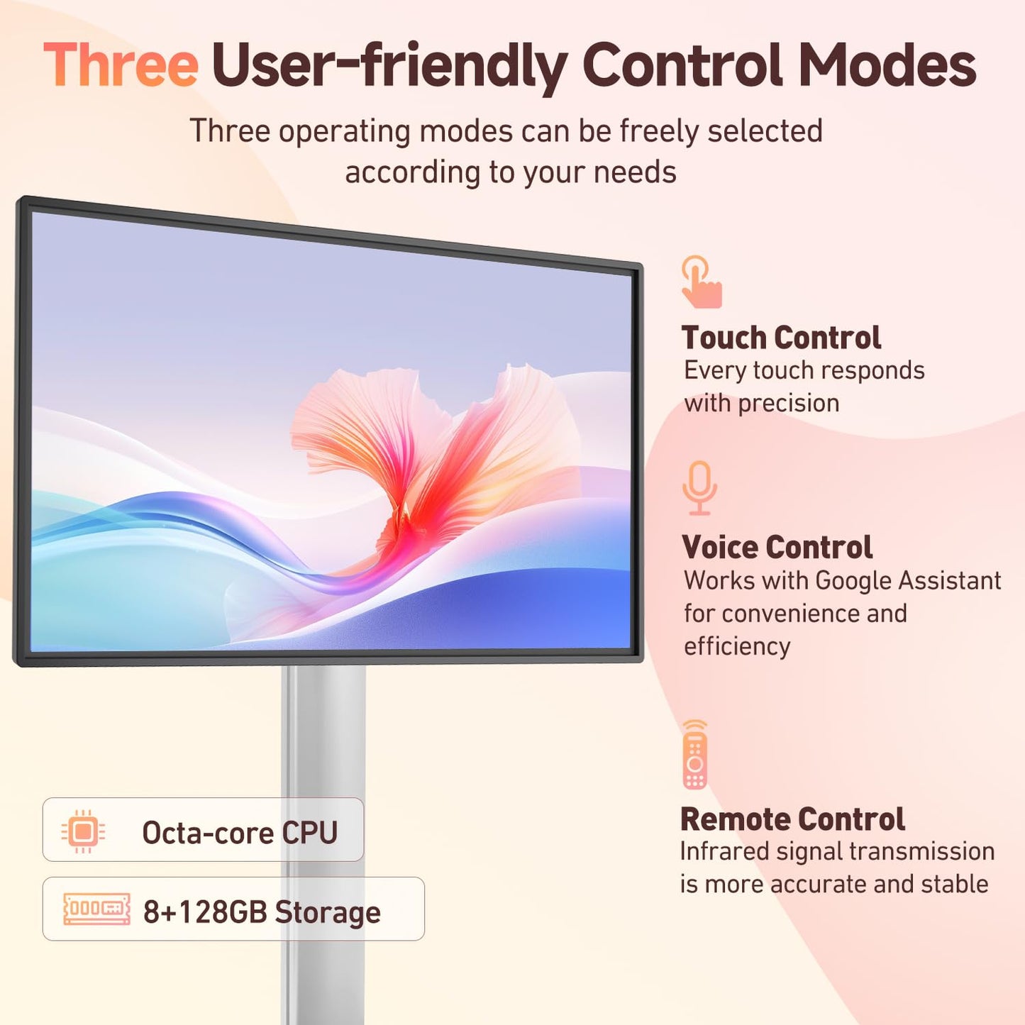 Smart Board,49 Inch JAV Interactive Whiteboard, 8+128GB Interactive Whiteboard Google EDLA Certified Rotating Touch Screen, for Advertising Display and Classroom (Wall Mount Included)