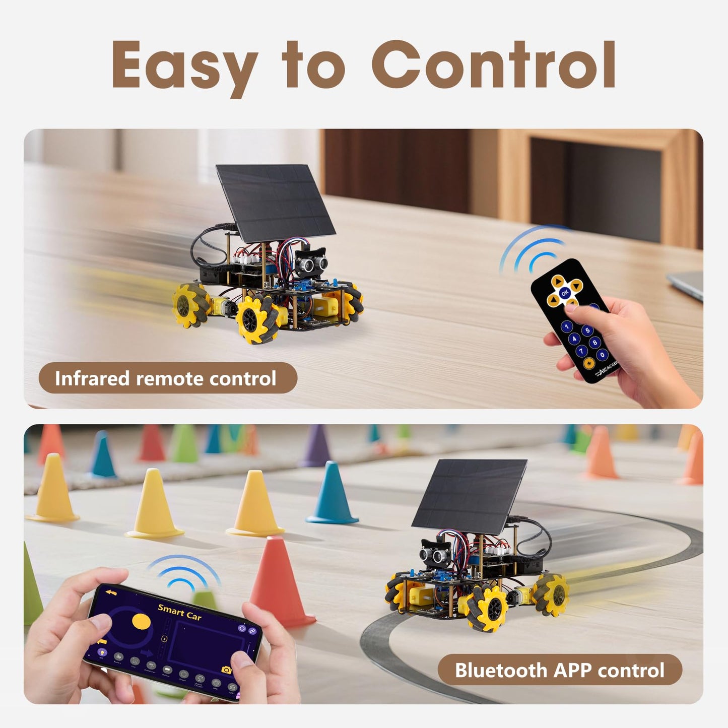 Robotics Kit for Kids Ages 8–12,ACEBOTT STEM Robot Car with Solar Powered,Compatible with Arduino & Scratch,STEM Toys for Boys Ages 8–12,App & Remote Control,Programmable ESP32, for Boys and Girls