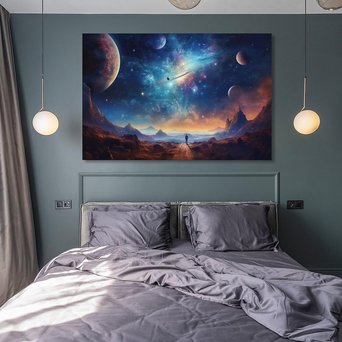 JHXNJDPOST Solar System Astronaut Poster Space Canvas Wall Art Aesthetic Decorative Painting Living Room Restaurants, Pool Halls And HotelsA 16x24inch(40x60cm)