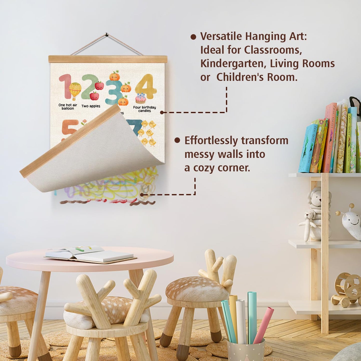 JIANGDAYO Educational Wall Art Decor for Daycare Set of 2,ABC Alphabet and 1-10 Number Chart Canvas Print Poster for Preschool, Toddler Learning Poster for Nursery Classroom Playroom 14x18.5inch